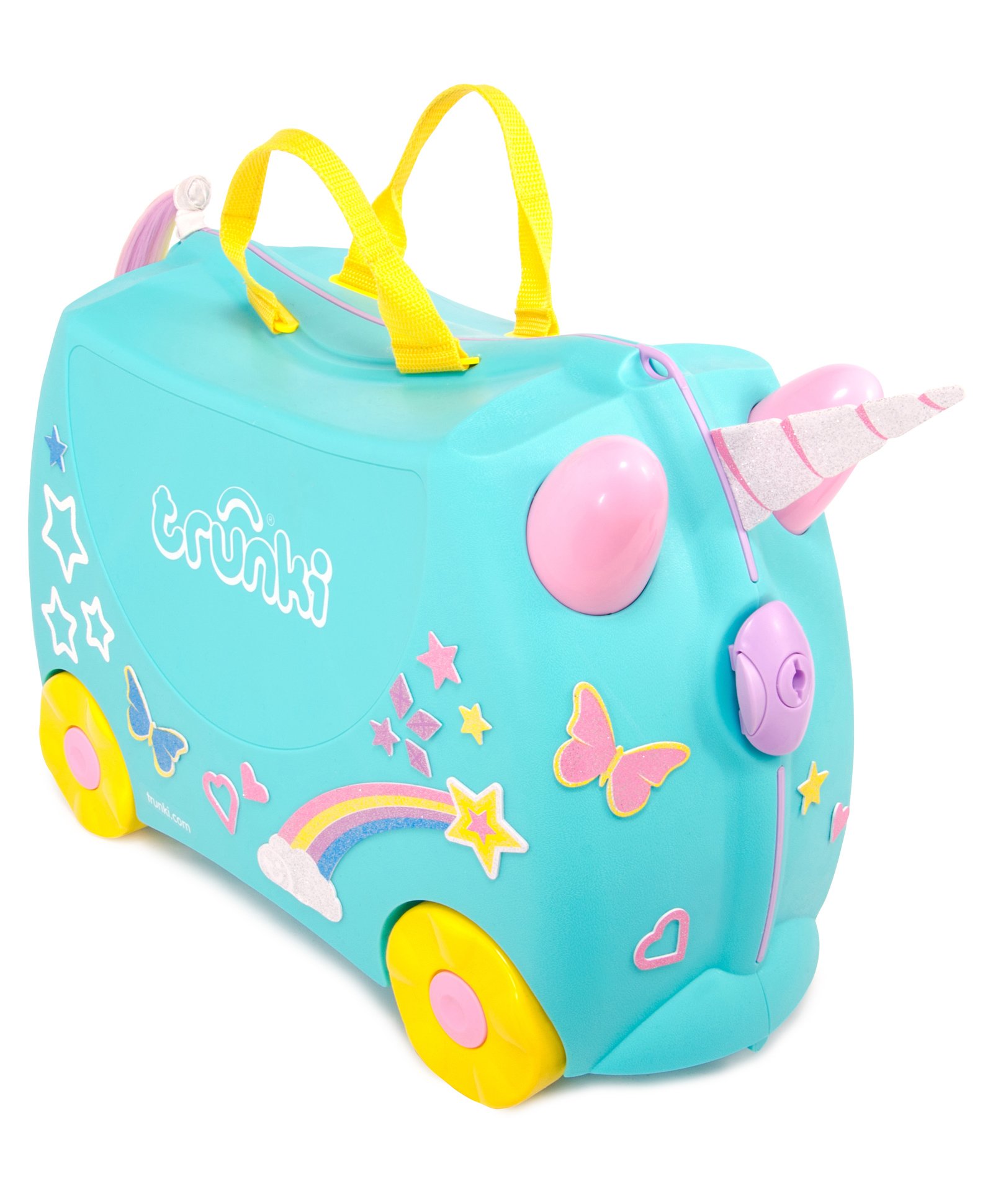 Trunki Una The Unicorn Kids Ride-On Suitcase and Carry-On Luggage With Glittery Stickers - Blue-image-3