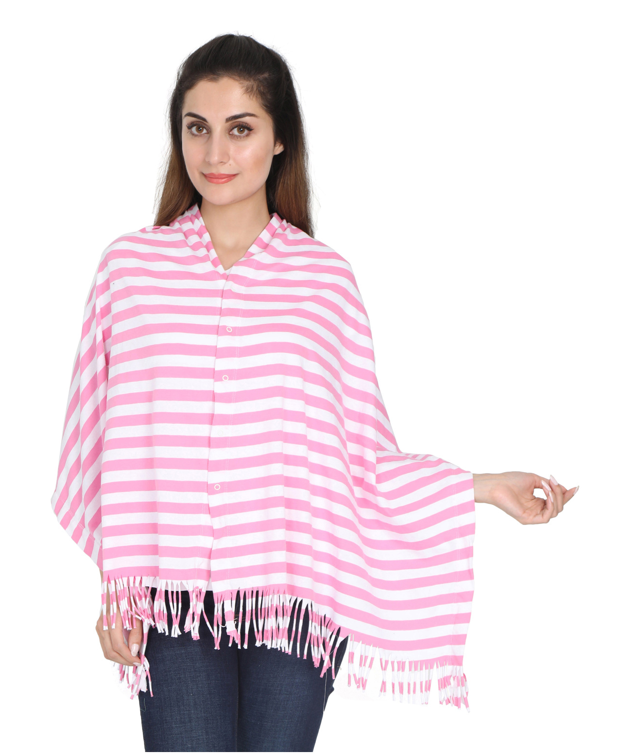 Lulamom Multi Purpose Breast Feeding Nursing Shawl Stripes - Pink-picture-41