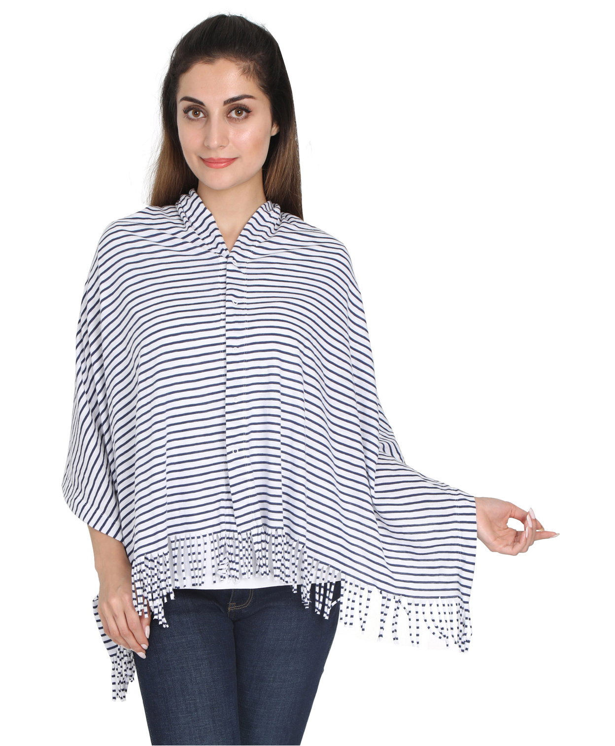 Lulamom Multi Purpose Breast Feeding Nursing Shawl Stripes - Navy Blue-image-36