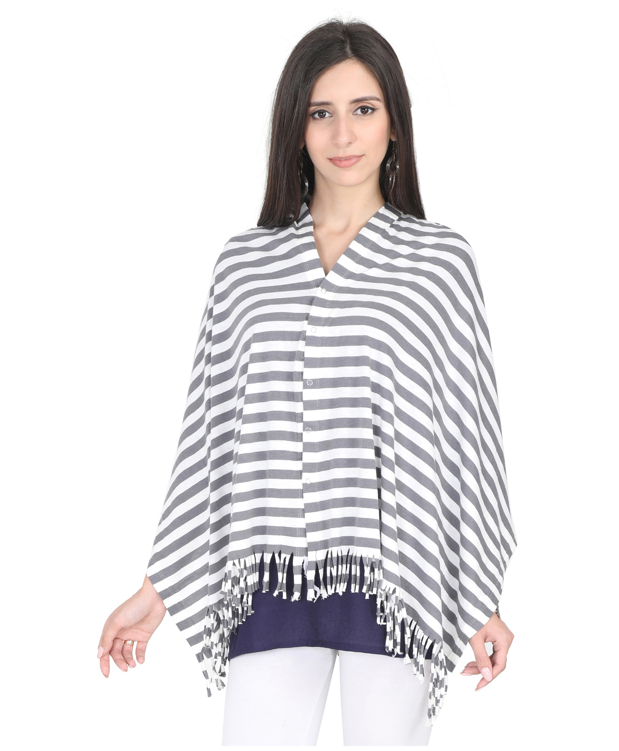 Lulamom Multi Purpose Breast Feeding Nursing Shawl Stripes - Grey-image-20