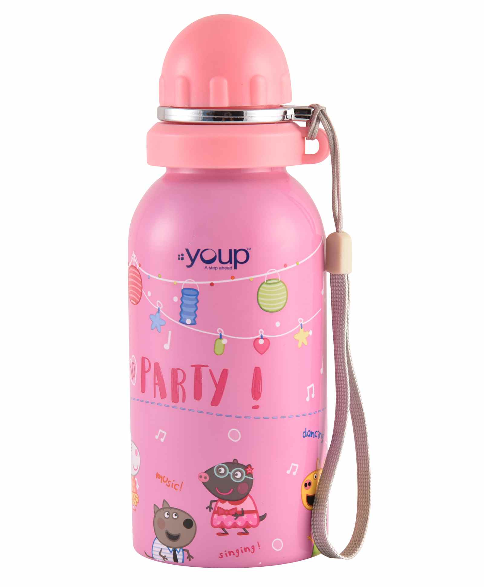 Youp Stainless Steel Water Bottle Peppa Pig Print Pink - 500 ml-picture-16