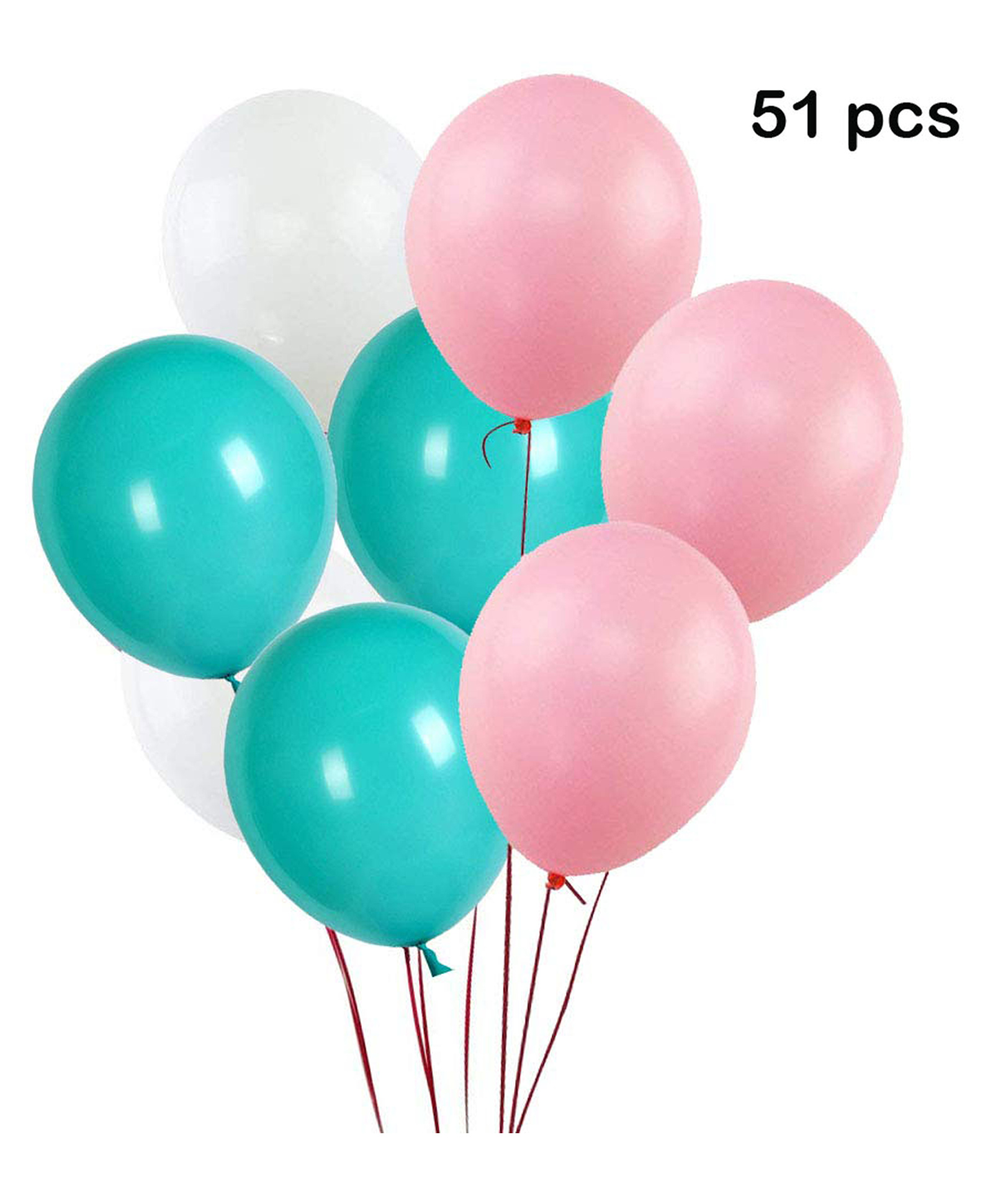 Balloon Junction Pastel Color Balloons for Baby Shower  Turquoise Blue, Pink and White - 51 Pieces-image-44