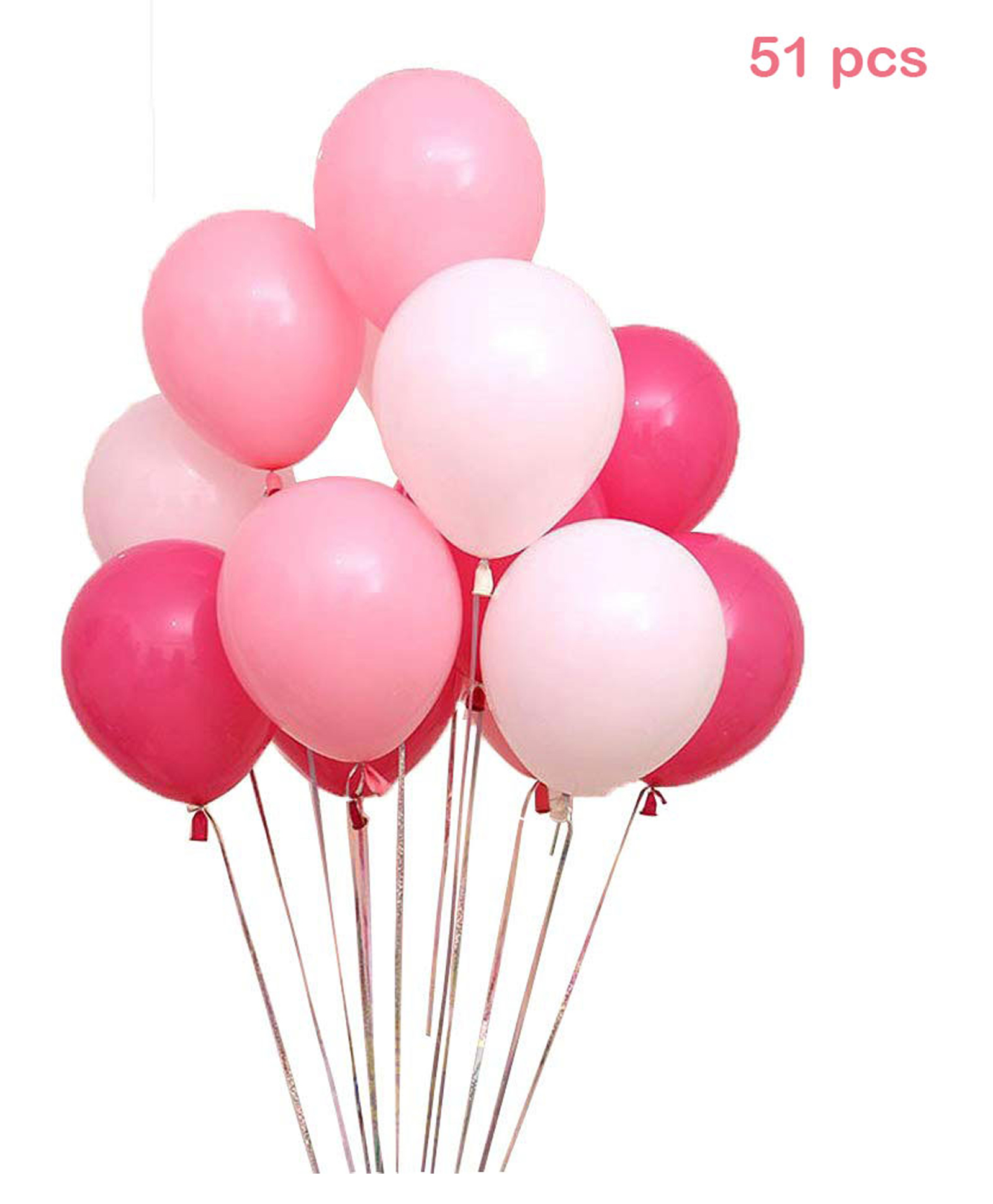 Balloon Junction Pastel Colour Balloons Hot Pink Blush Pink White - 51 Pieces-image-22