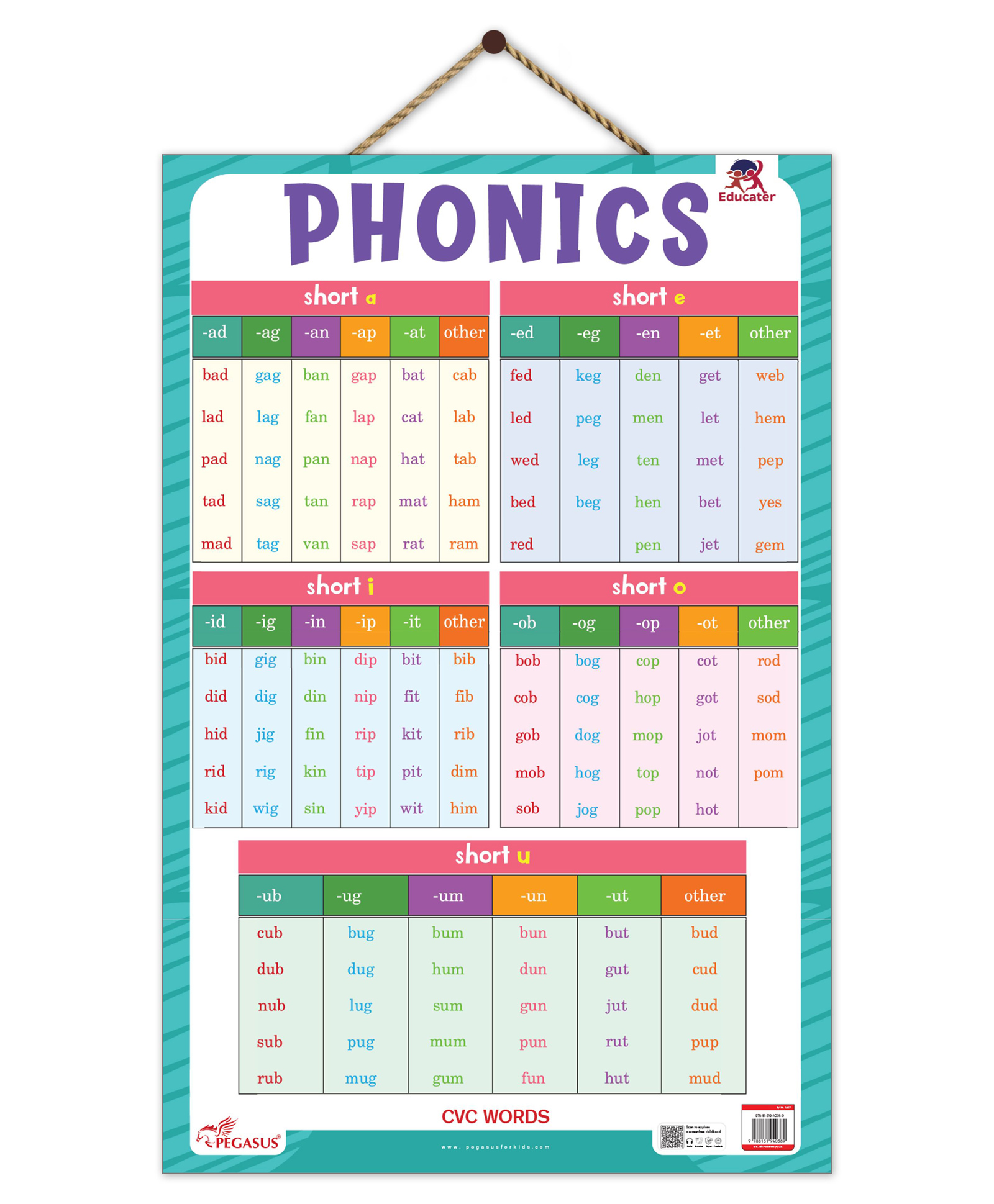 Pegasus Thick Lamination Educational Phonics Chart - Multicolour-image-33
