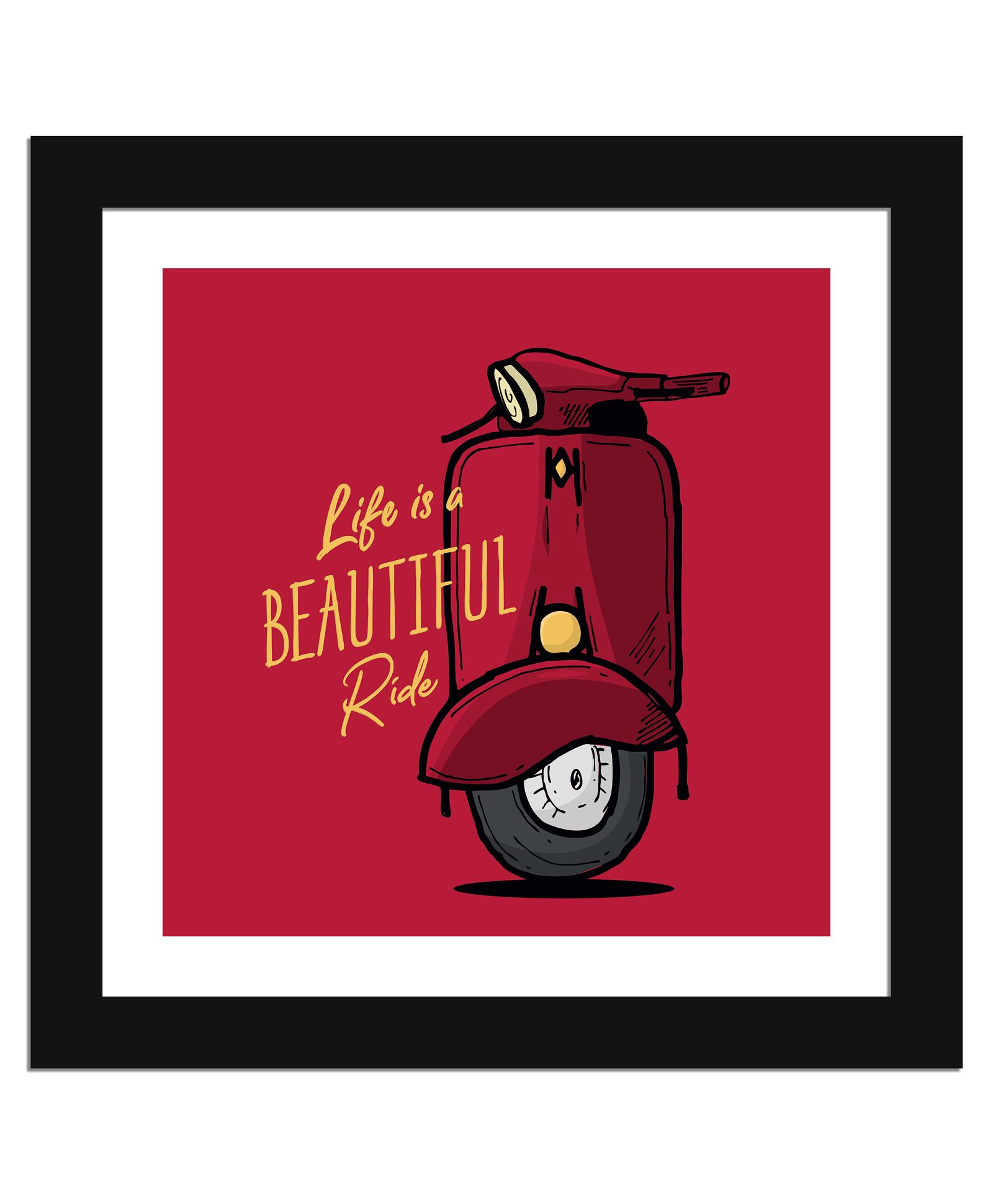 Wens Motivational Quotes Frame Life Is A Beautiful Ride Print- Red-image-28