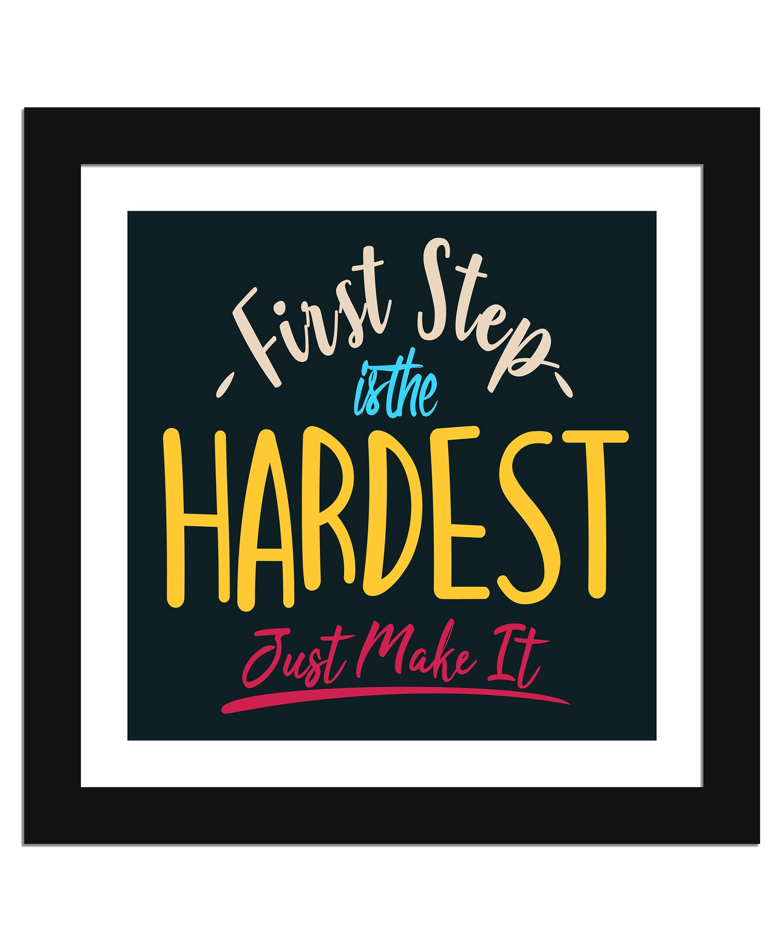 Wens Motivational Quotes Frame First Step Print - Multicolor-image-40