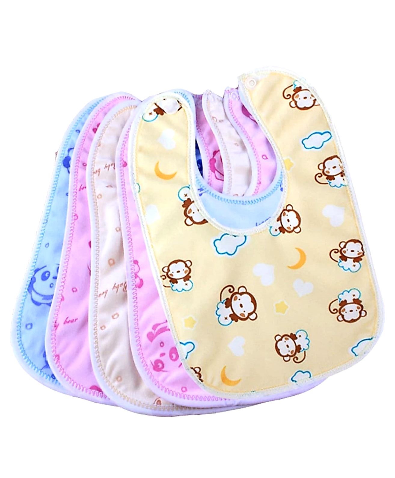 Brandonn Double Layered Waterproof Bibs Set Of 5 - Multicolor-image-5