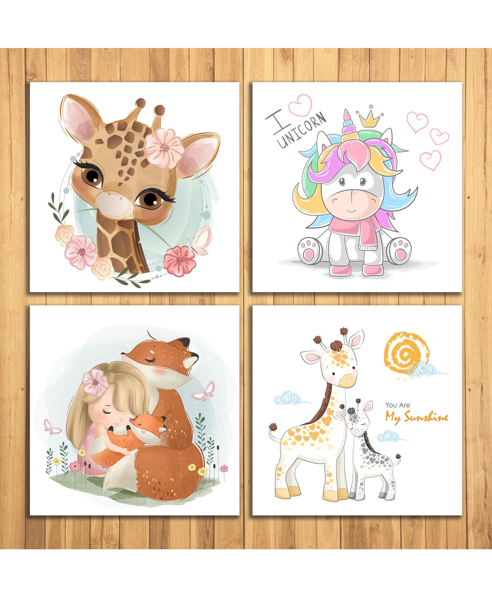 Wens Cute Cartoon Sparkle Laminated Wall Panels Set of 4 - Multicolour-picture-28