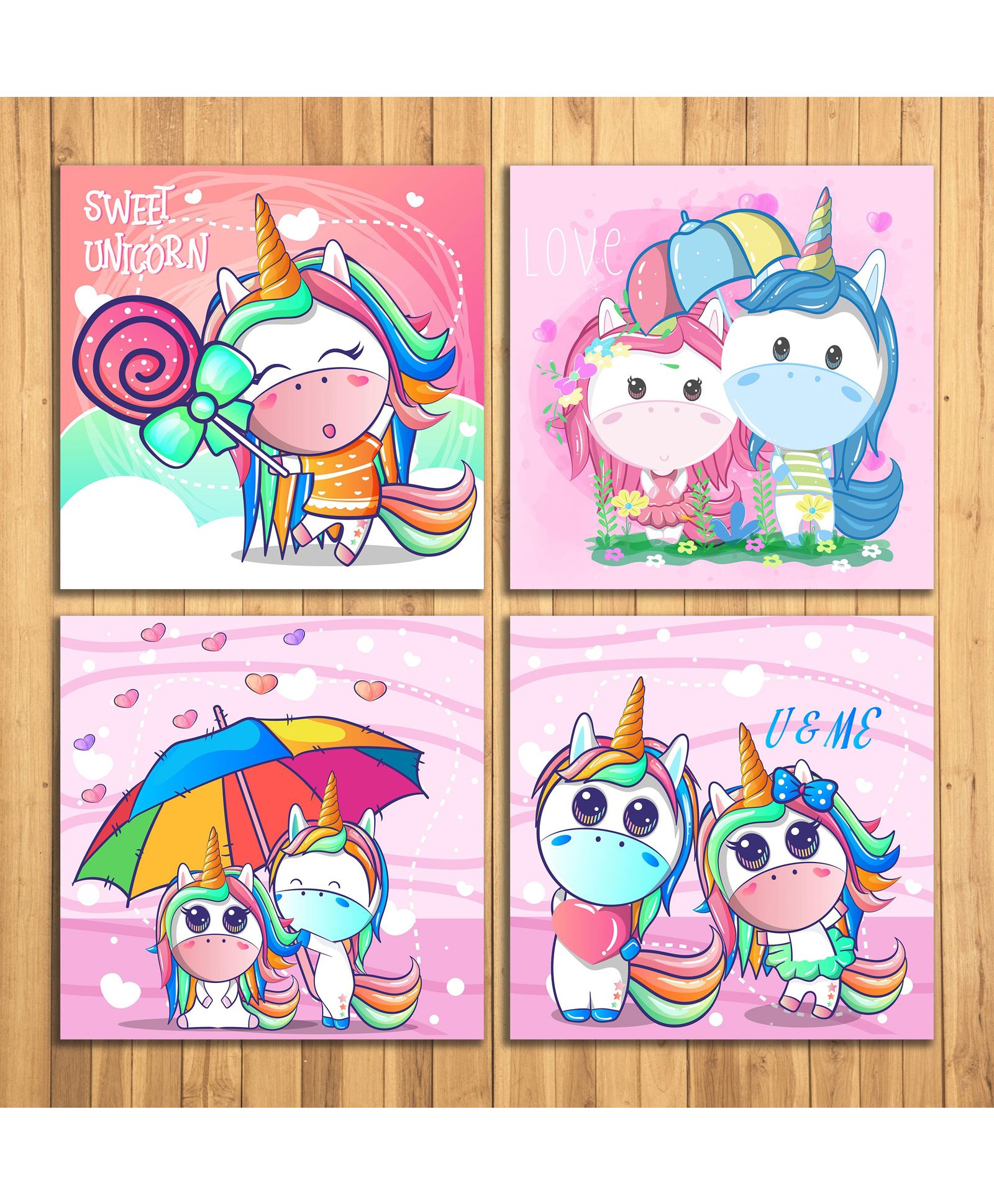 Wens Sparkle Laminated Wall Panels Unicorn Set of 4 - Multicolour-image-39