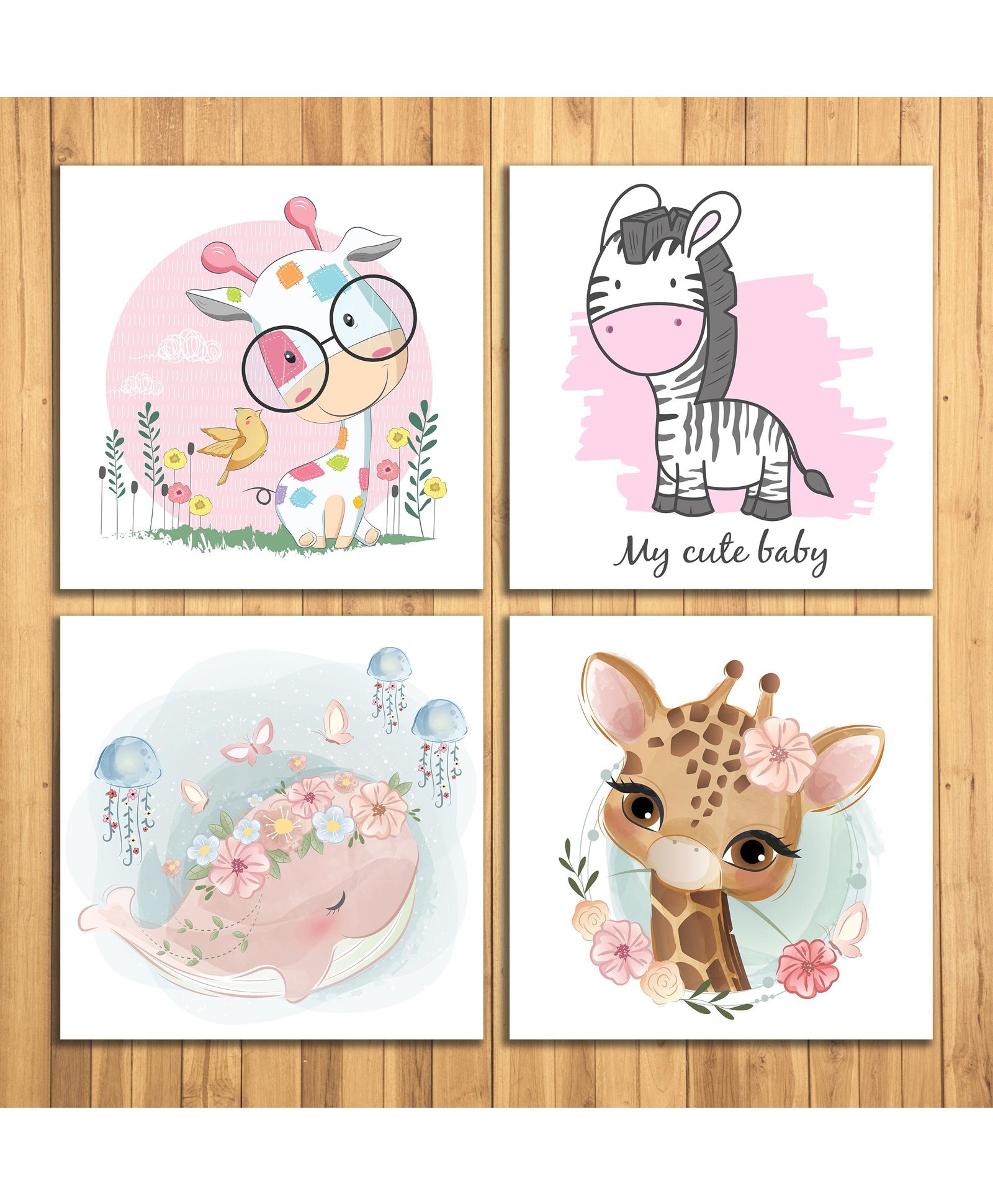 Wens Animal Kingdom Sparkle Laminated Wall Panels Set of 4 - Multicolor-image-8