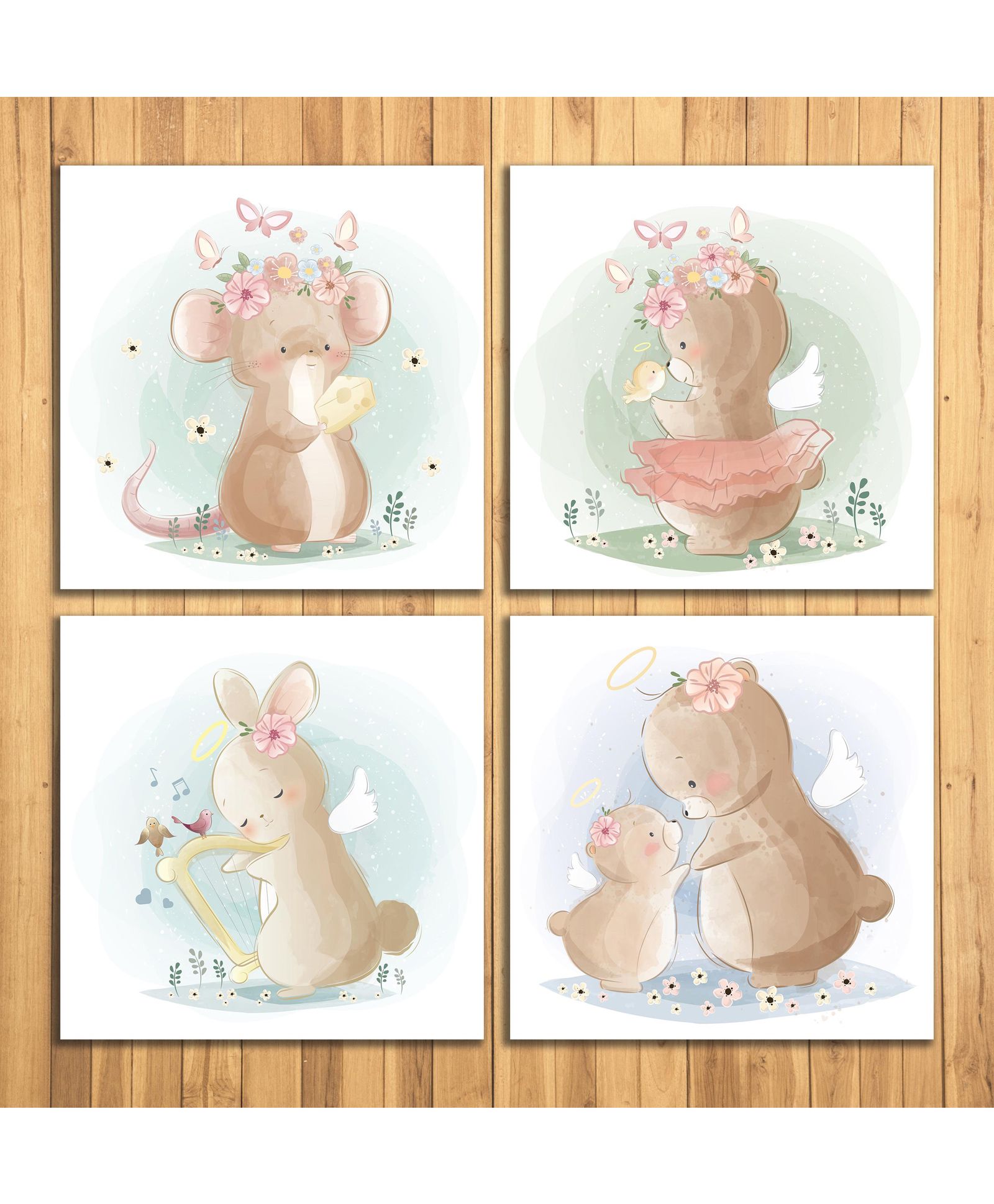 Wens Sparkle Laminated Wall Panel Bunny Print Multicolor - Pack of 4-image-17