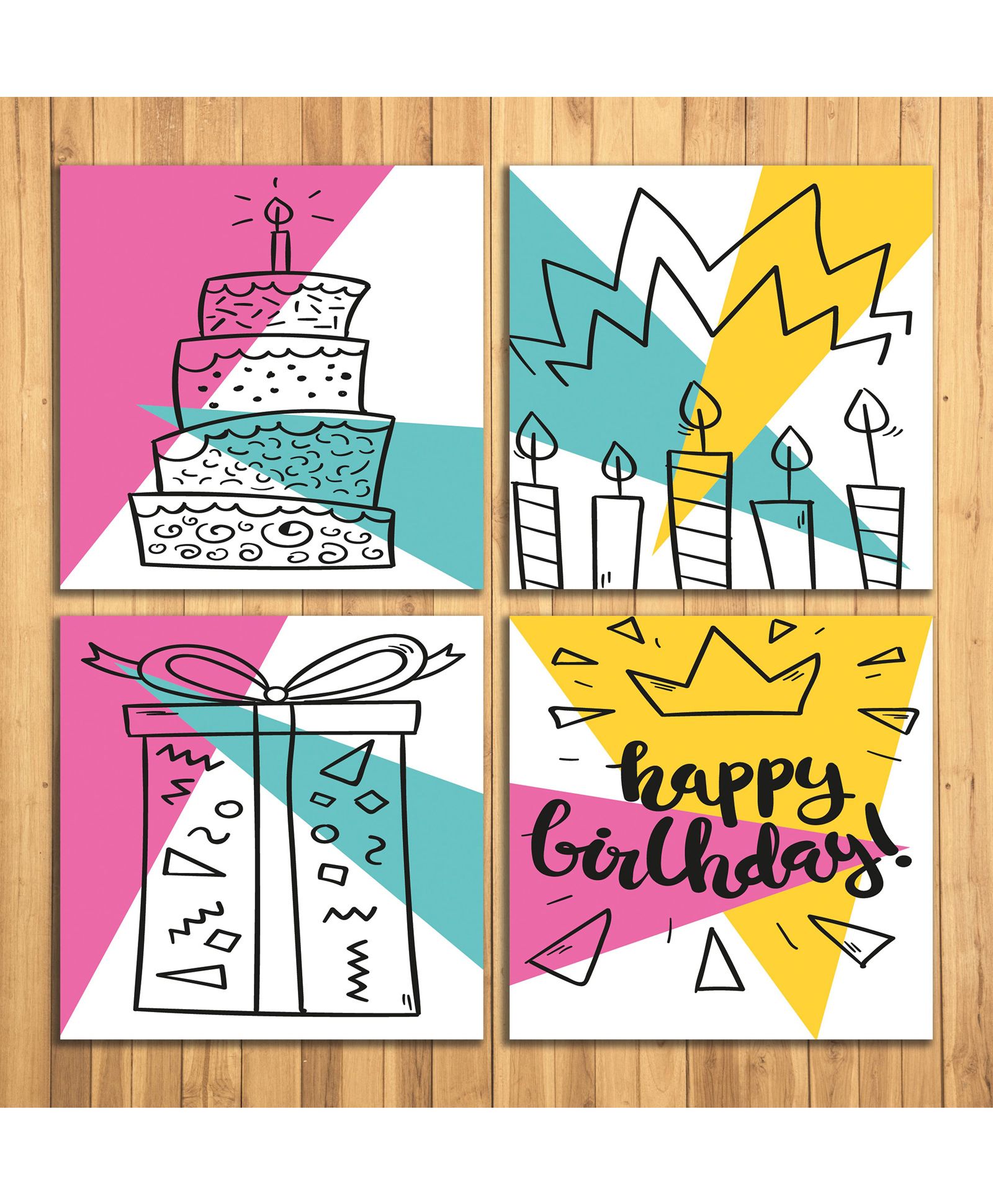 Wens Happy Birthday Sparkle Laminated Wall Panels Set of 4 - Multicolor-image-42