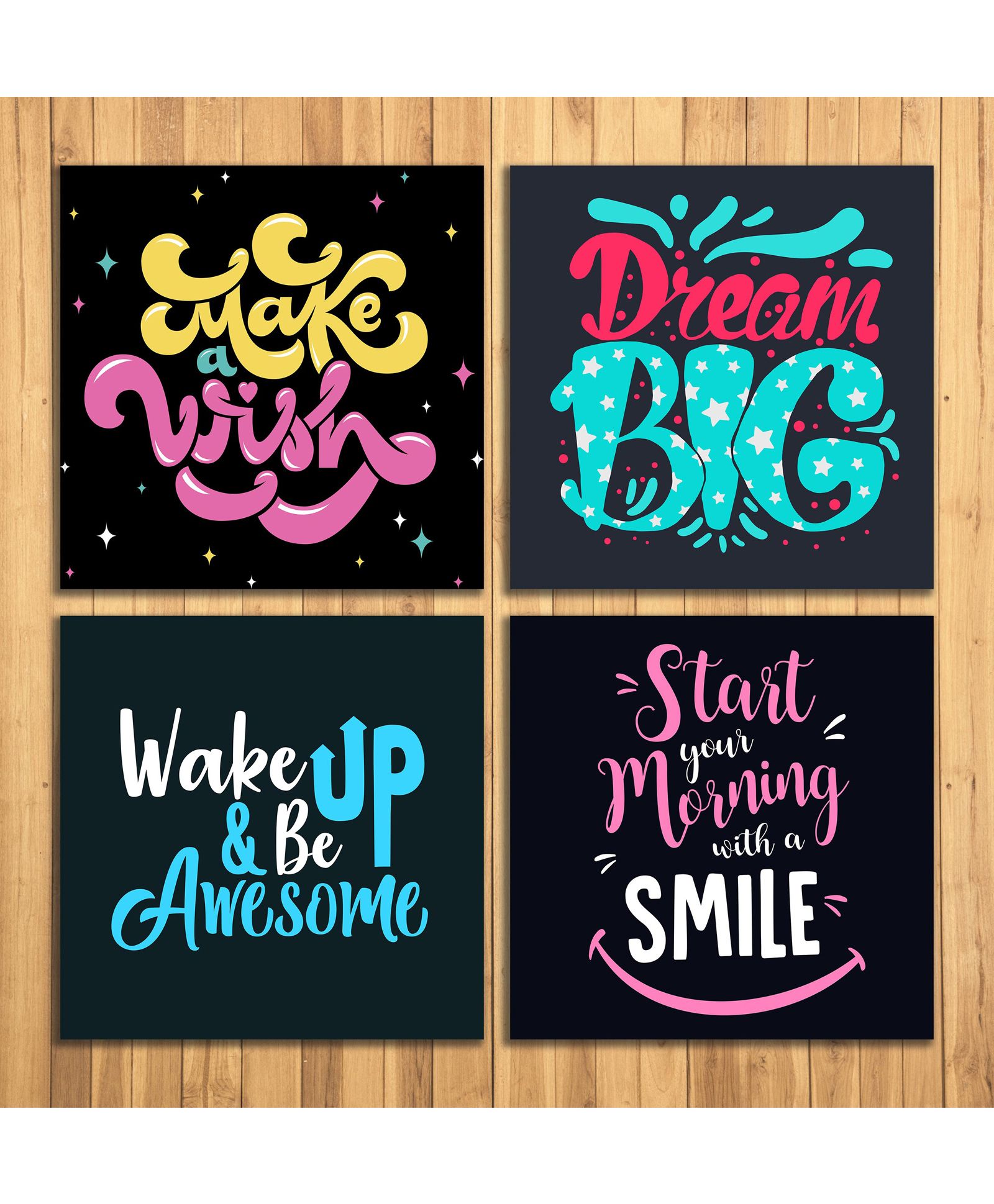 Wens Sparkle Laminated Wall Panels Quotes Print Pack of 4 - Black-image-23