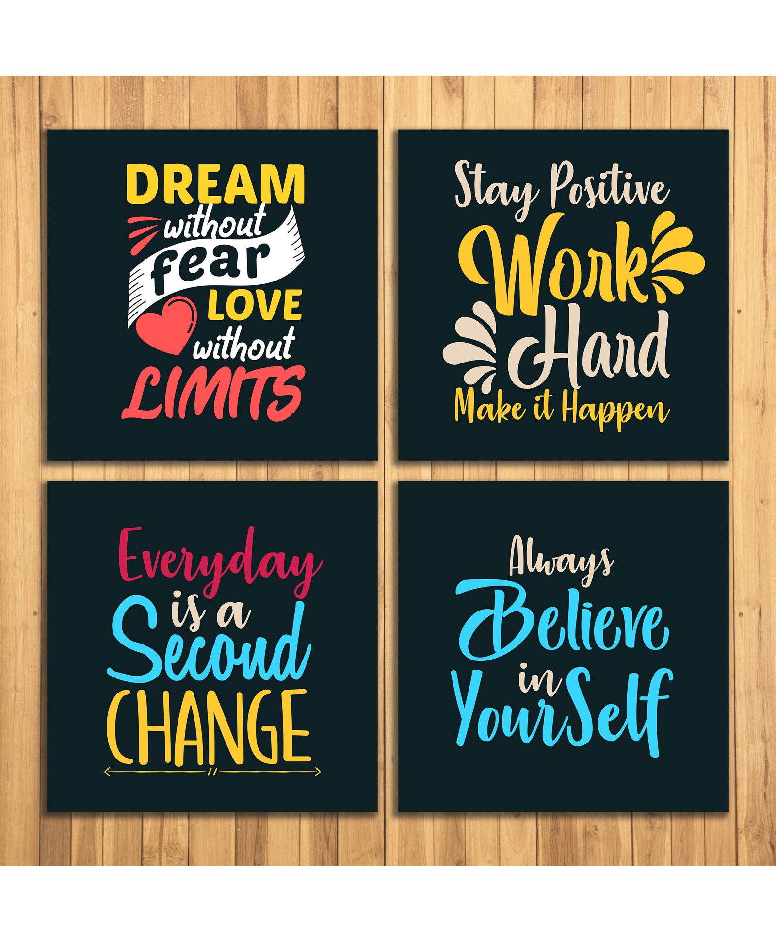 Wens Sparkle Laminated Wall Panels Text Print Pack of 4 - Black-image-47