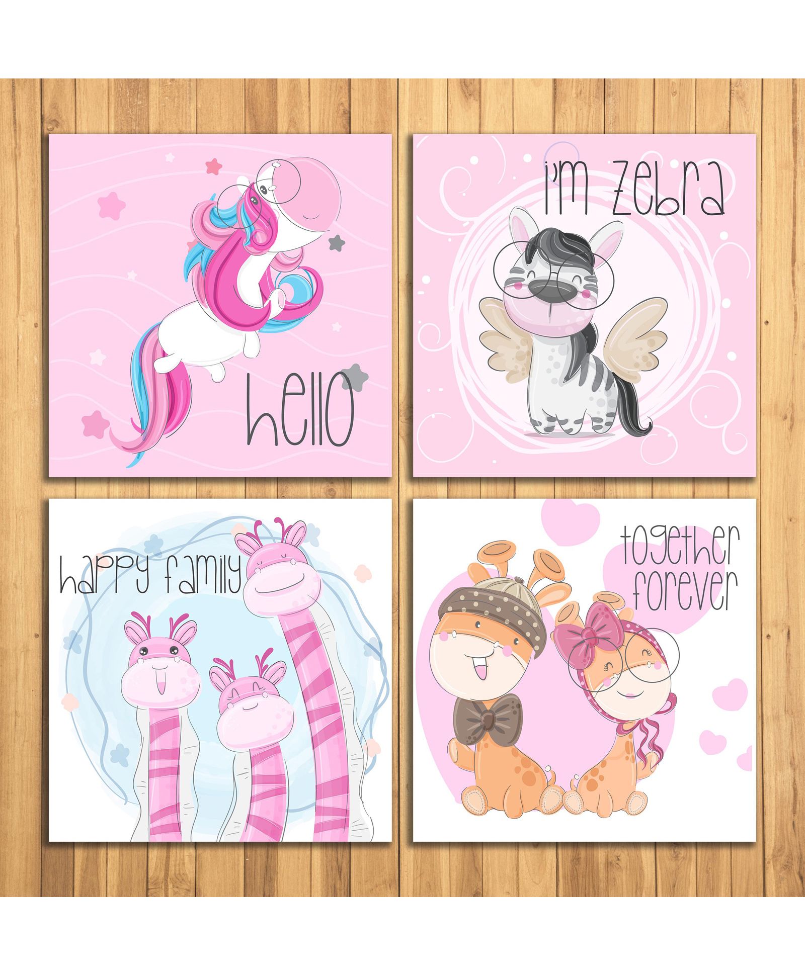 Wens Cartoon Sparkle Laminated Wall Panels Pack of 4 - Multicolour-picture-26