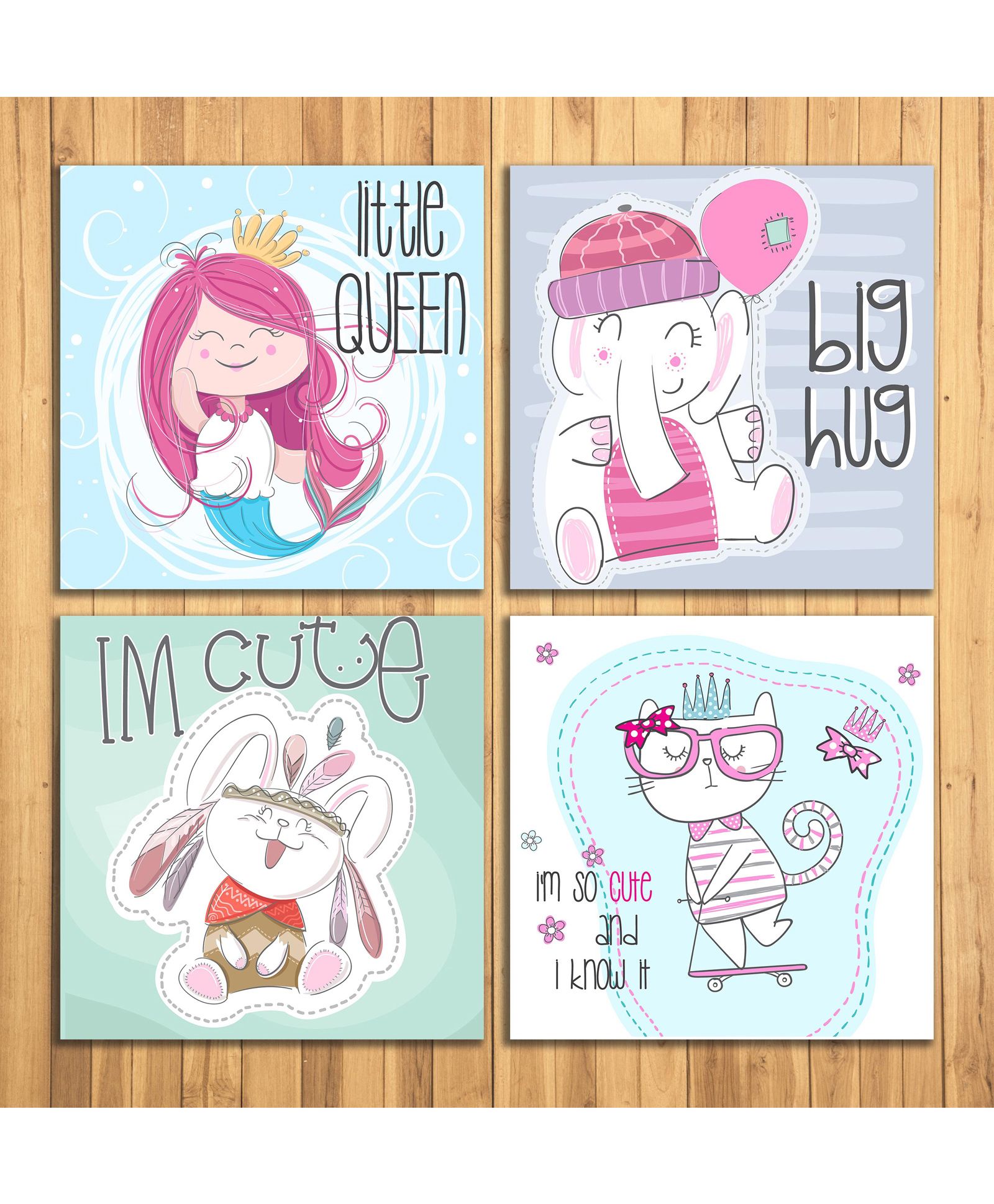 Wens Sparkle Laminated Wall Panels Cartoon Print Set of 4 - Blue-image-37