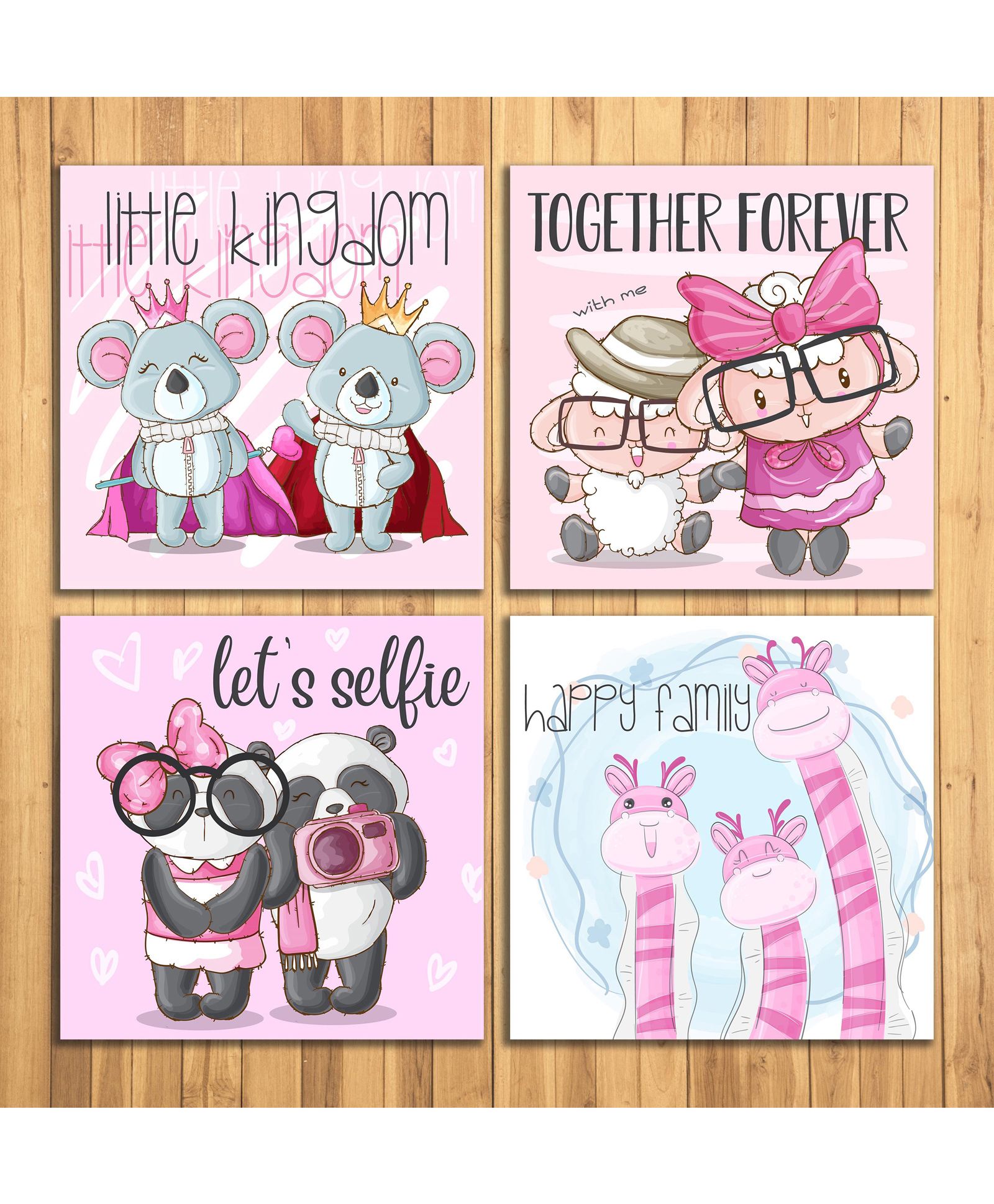 Wens Lets Selfie Sparkle Laminated Wall Panels Set of 4 - Pink-image-25