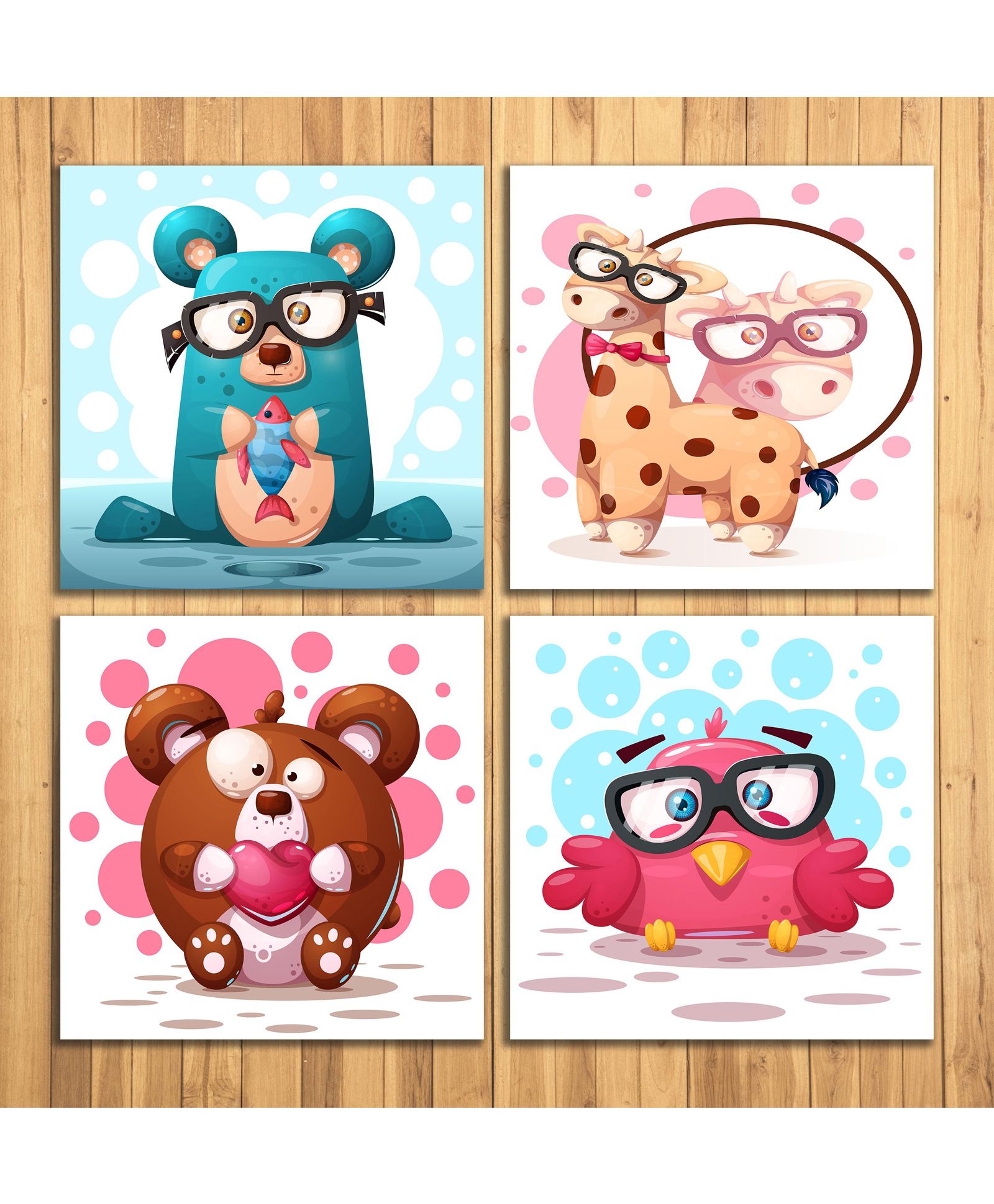 Wens Cute Cartoon Sparkle Laminated Wall Panes Set of 4 - Multicolor-image-34