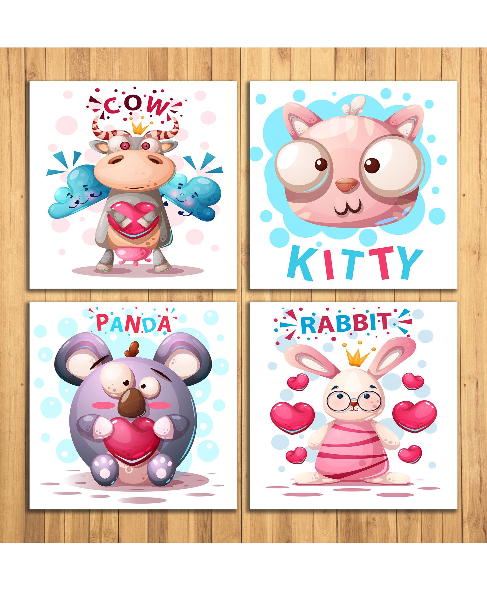 Wens Cute Cartoon Sparkle Laminated Wall Panels Set of 4 - Multicolor-image-38