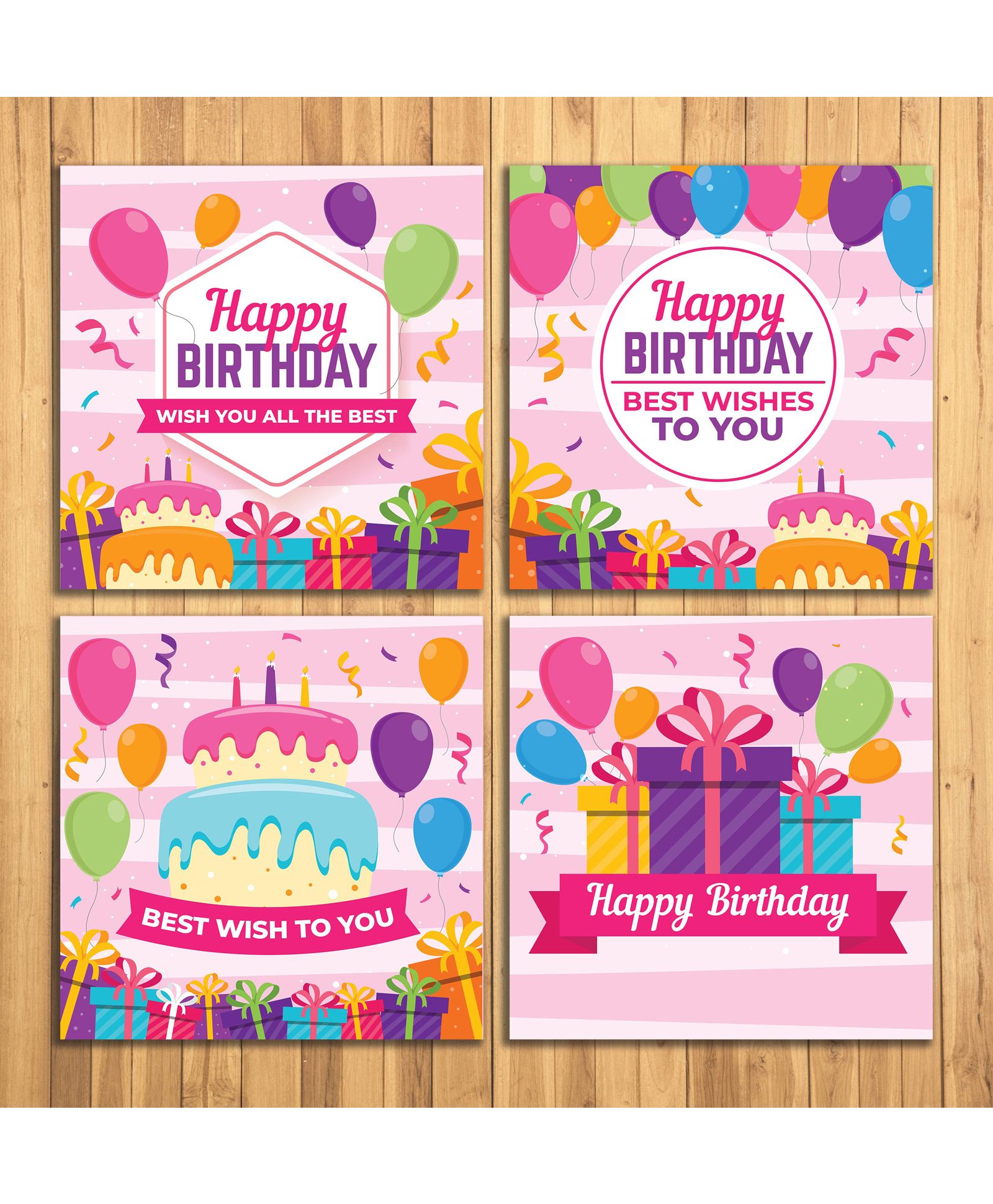 Wens Sparkle Laminated Wall Panels Happy Birthday Print Pack of 4 - Pink-image-46