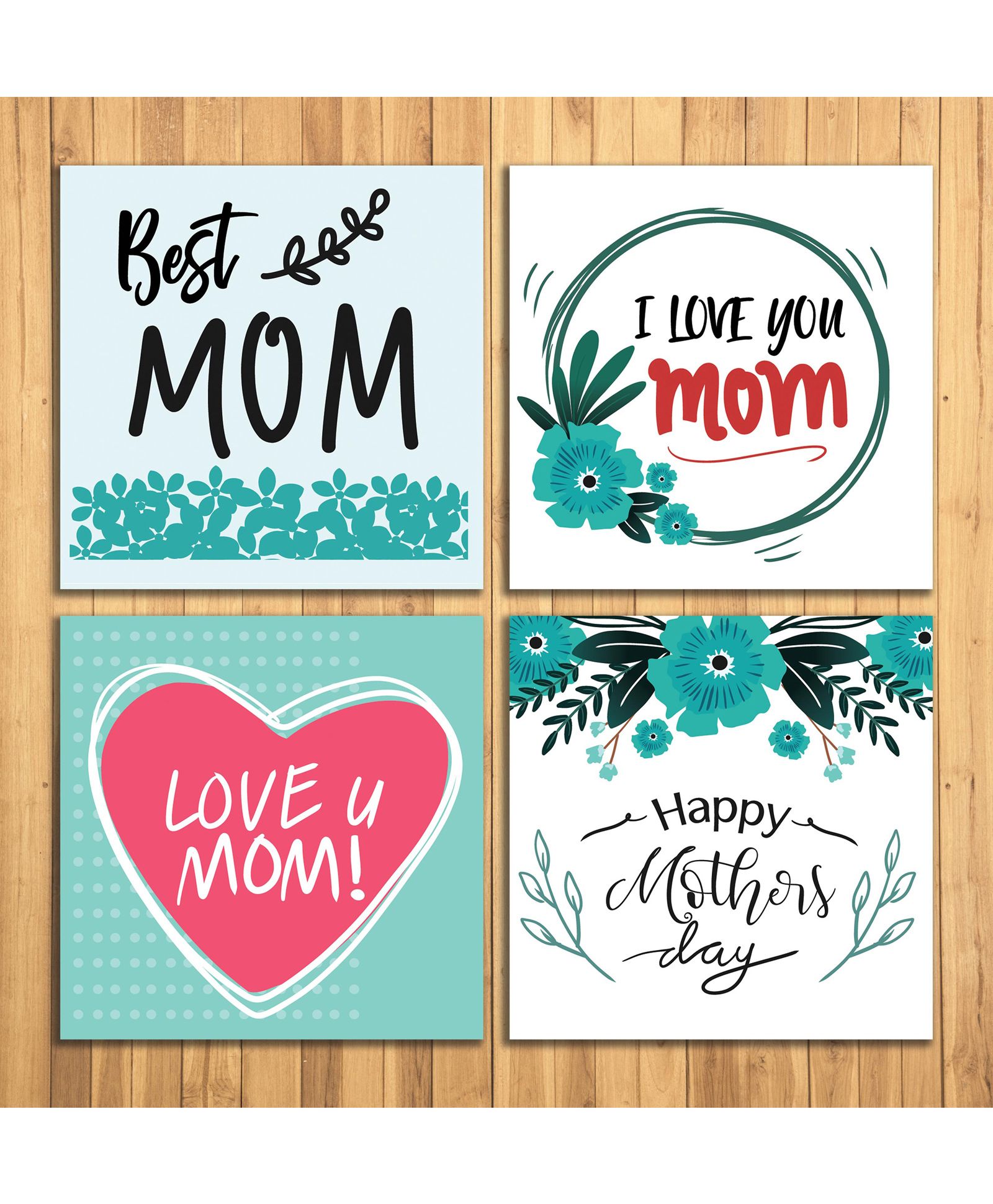 Wens Sparkle Laminated Wall Panels Love You Mom Print Pack of 4 - Green-image-40