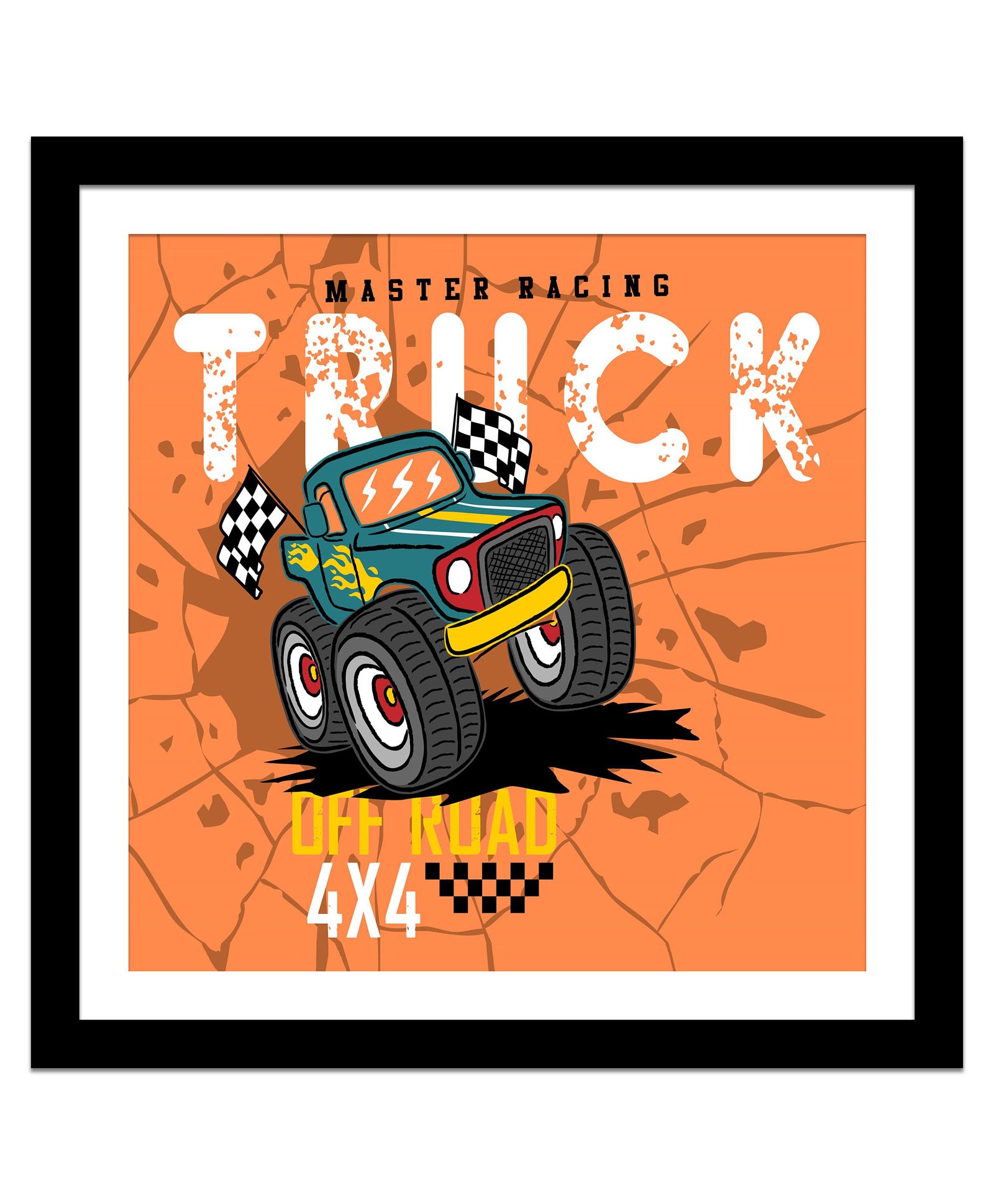 Wens UV Textured Truck Wall Art Painting With Acylic Glass - Orange-image-40