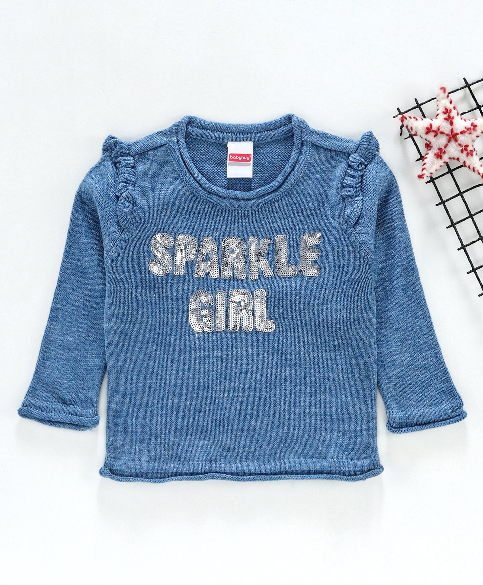 Babyhug Full Sleeves Pullover Sweater - Blue-image-12