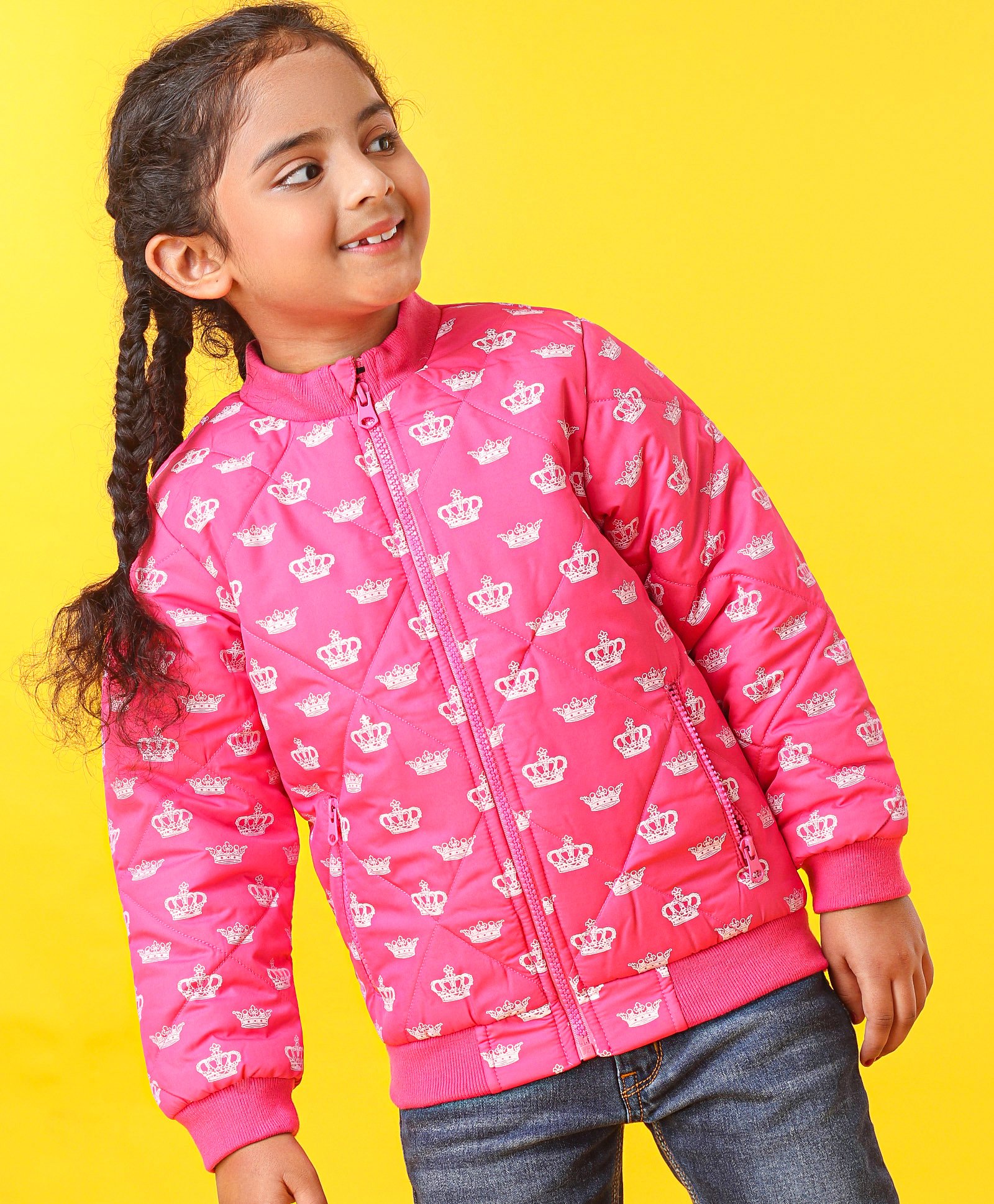 Babyhug Full Sleeves Quilted Jacket - Pink-image-48