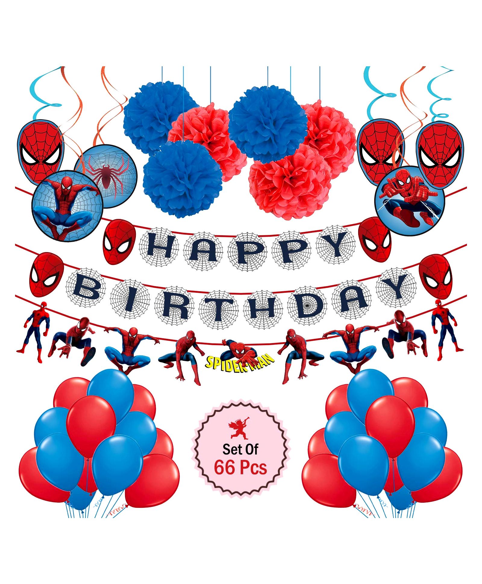 Party Propz Spider Man Theme Party Decoration Set Red Blue Pack Of