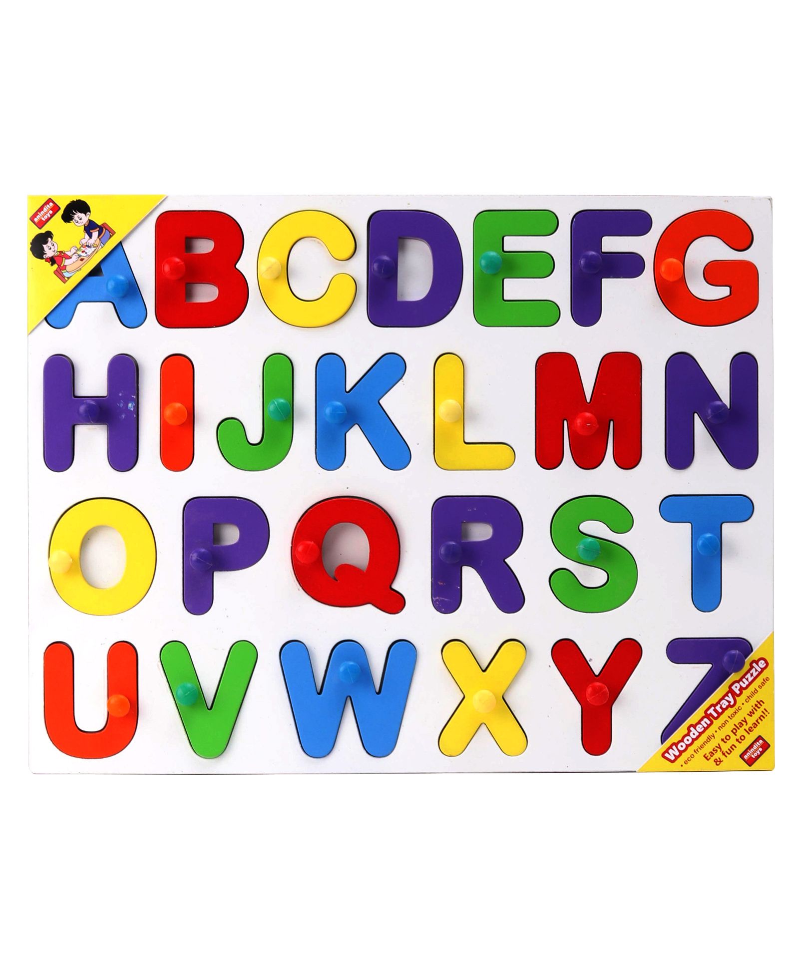 Anindita Wooden English Capital Alphabets Big Size Puzzle Multicolor - 27 Pieces-image-32