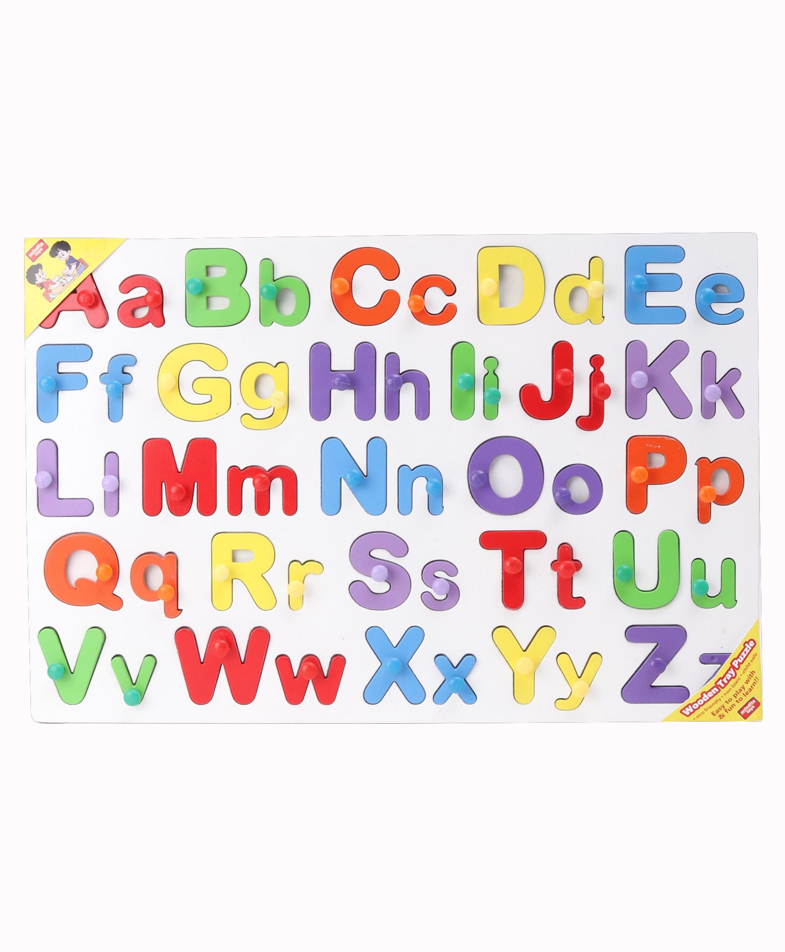 Anindita Wooden English Capital  & Small Alphabets Puzzle Multicolor - 52 Pieces-image-8