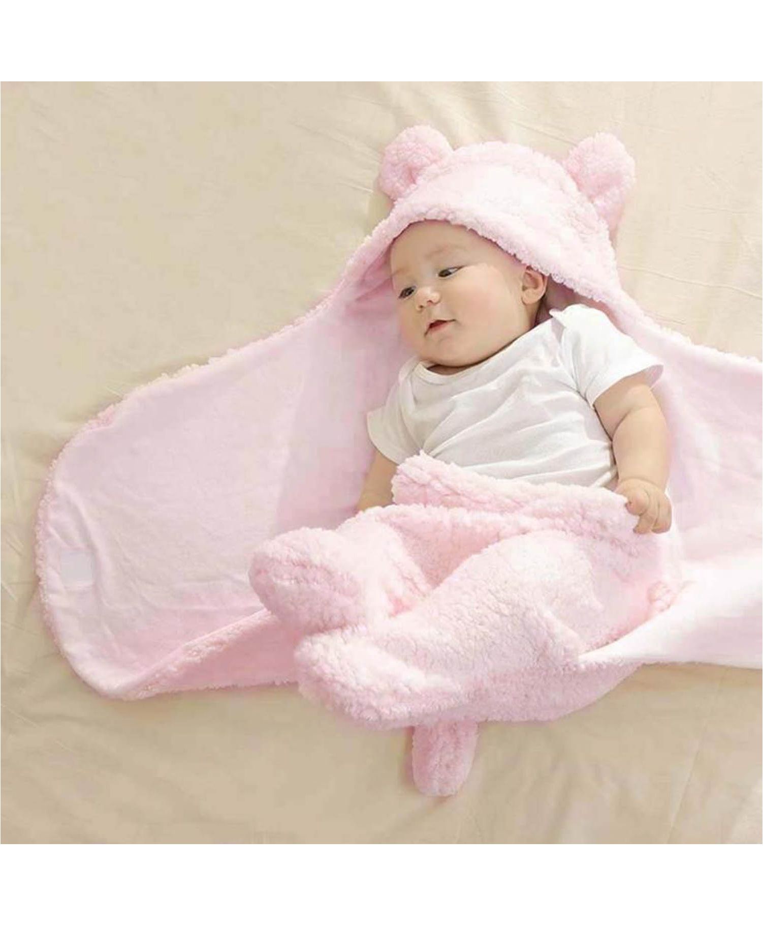My NewBorn Hooded 2 In 1 Baby Blanket Cum Wrapper Panda Design Pink Online In India