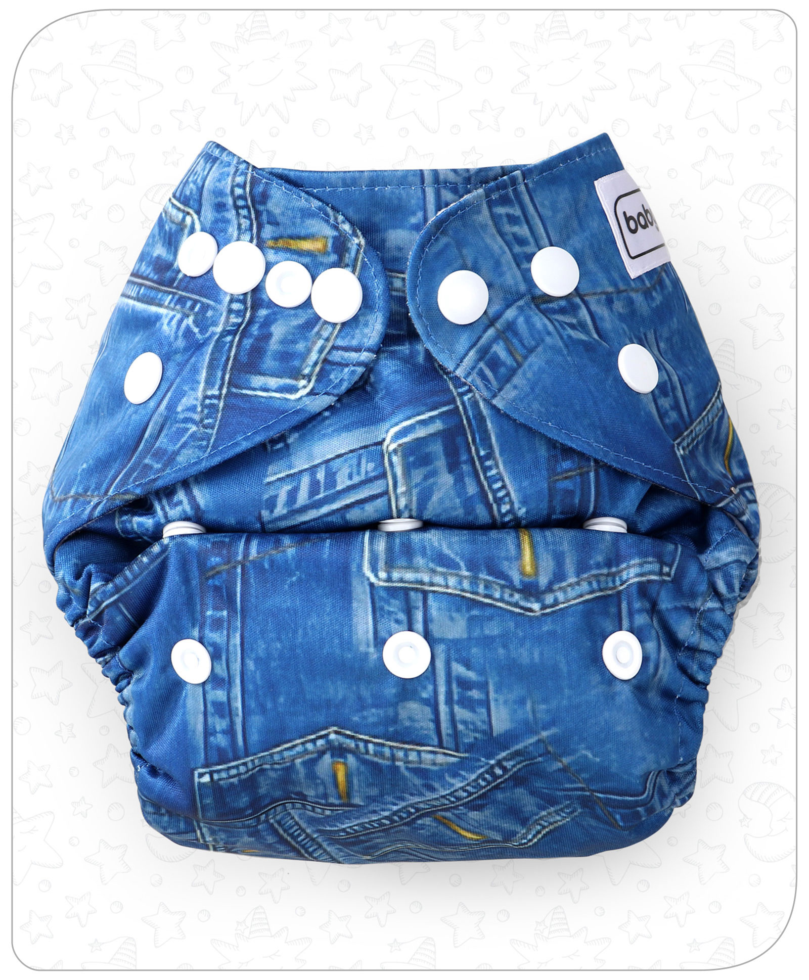 Babyhug Free Size Reusable Cloth Diaper With Insert Denim Print - Blue-image-40