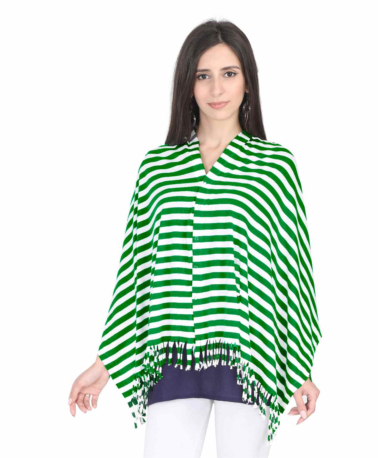 Lulamom Breathable Breast Feeding Multi Purpose Nursing Scarf Striped Pattern - Green-image-2