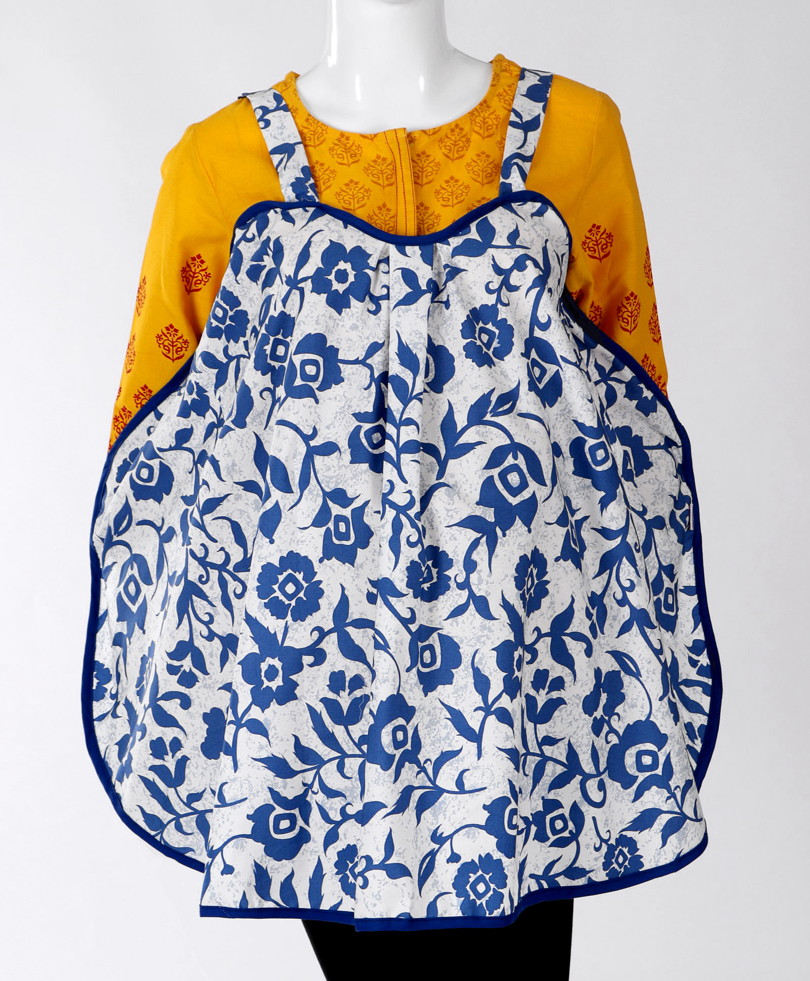 Babyhug Multi Purpose 100 % Cotton Breast Feeding Nursing Cape Floral Print - Blue-image-40