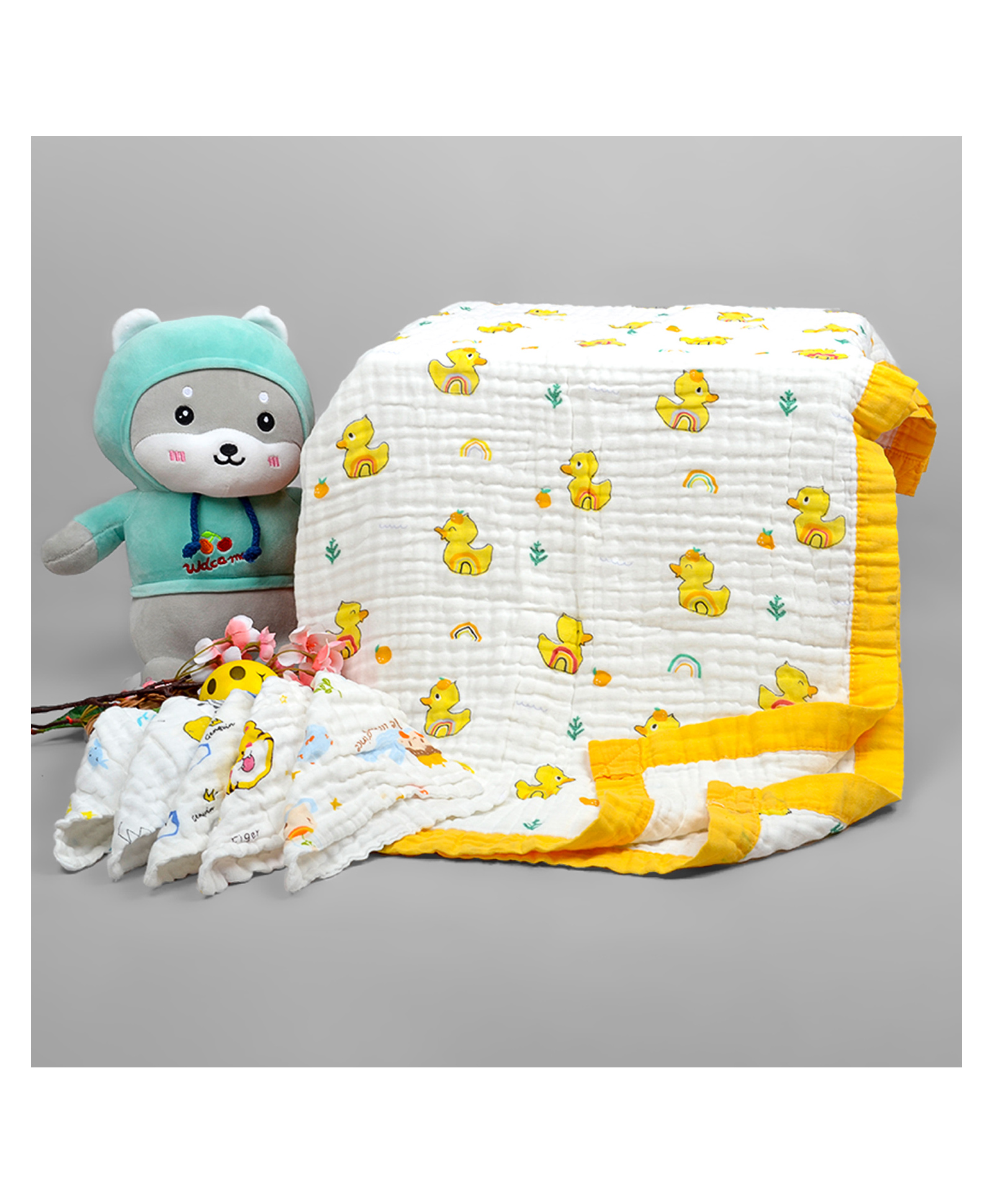 Mom's Home Organic Cotton Napkins And Blanket - White(Design May Vary)-image-29