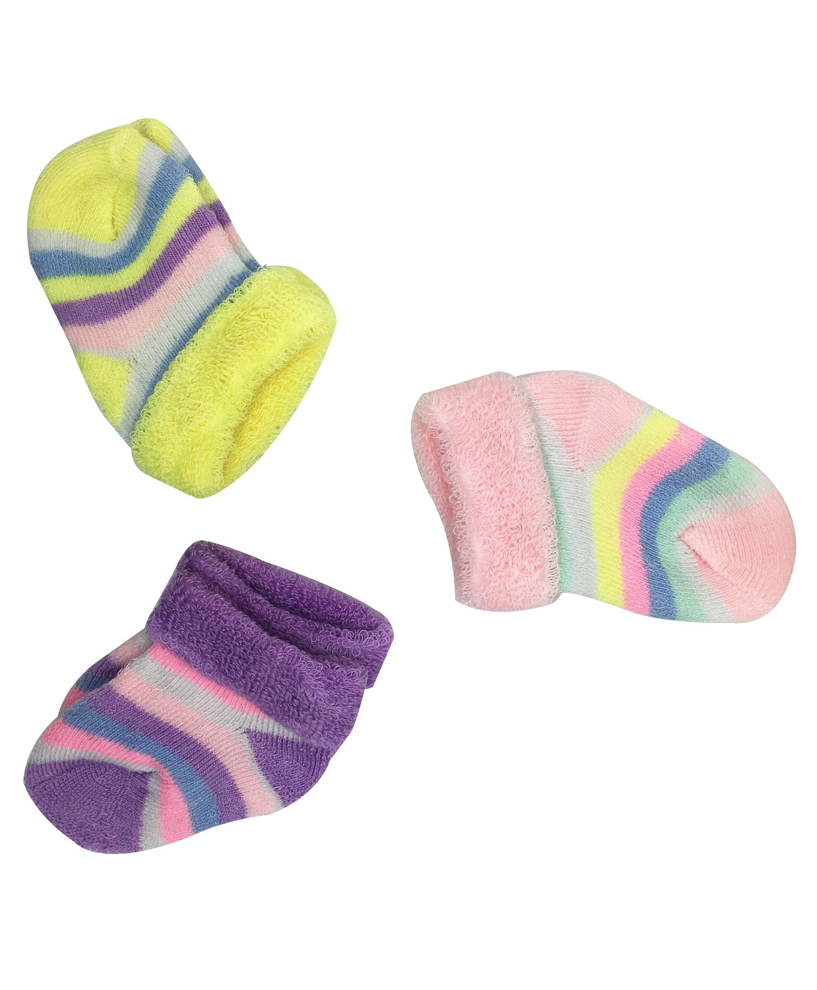 Syga Ankle Length Stripe Socks Pack of 3 - Pink Yellow Purple-image-4