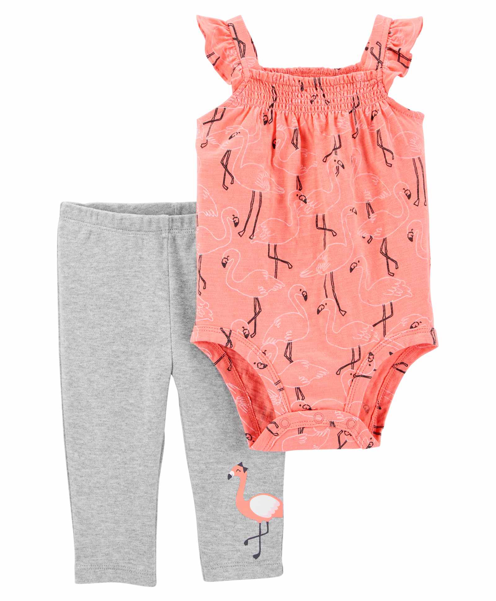 Carter's 2 Piece Flamingo Onesie with Pant Set  - Pink Grey-image-15