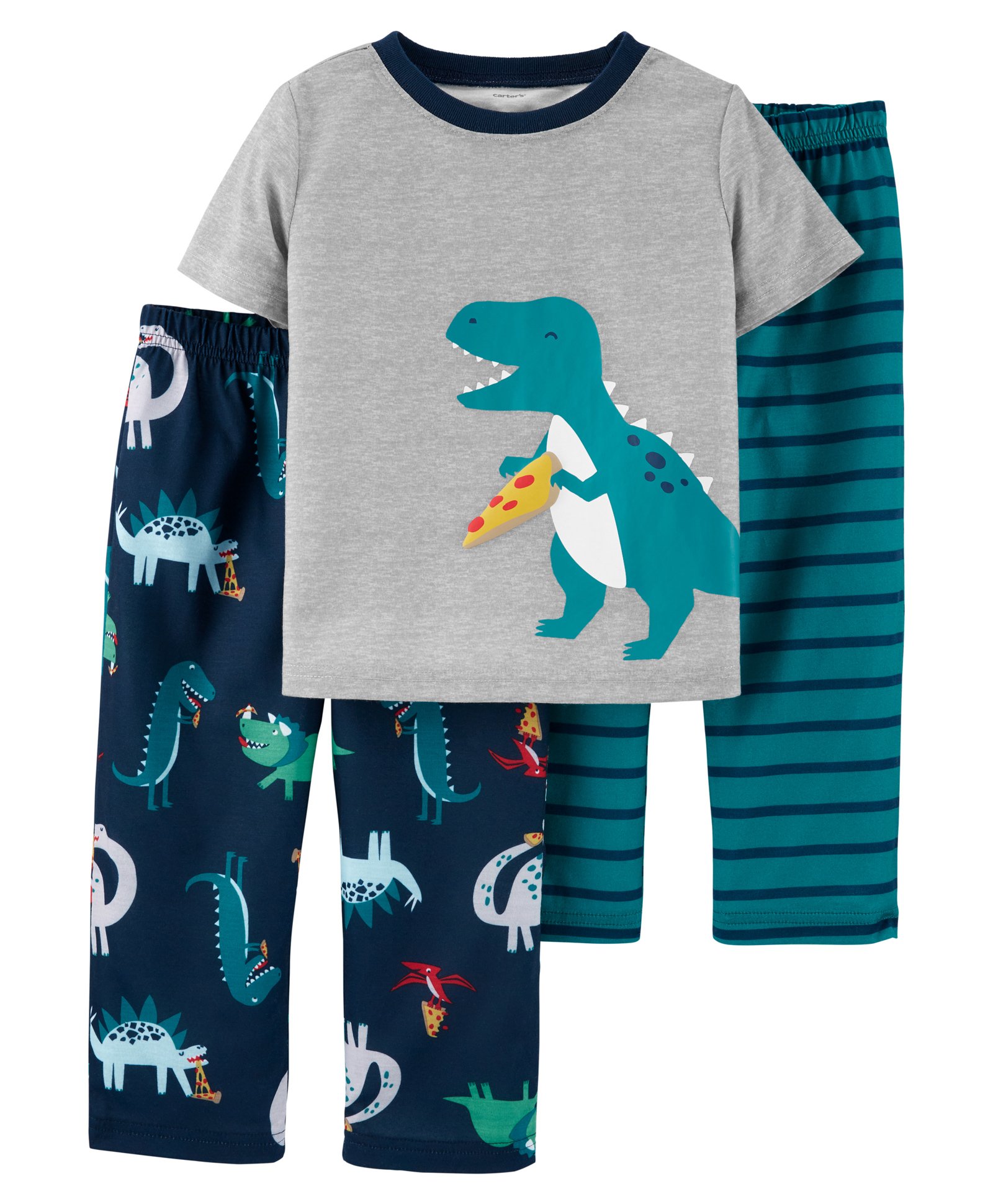 Carters Toddler Boy 4 Pc Cotton Pajama PJS Set Dinosaur Wrap Around