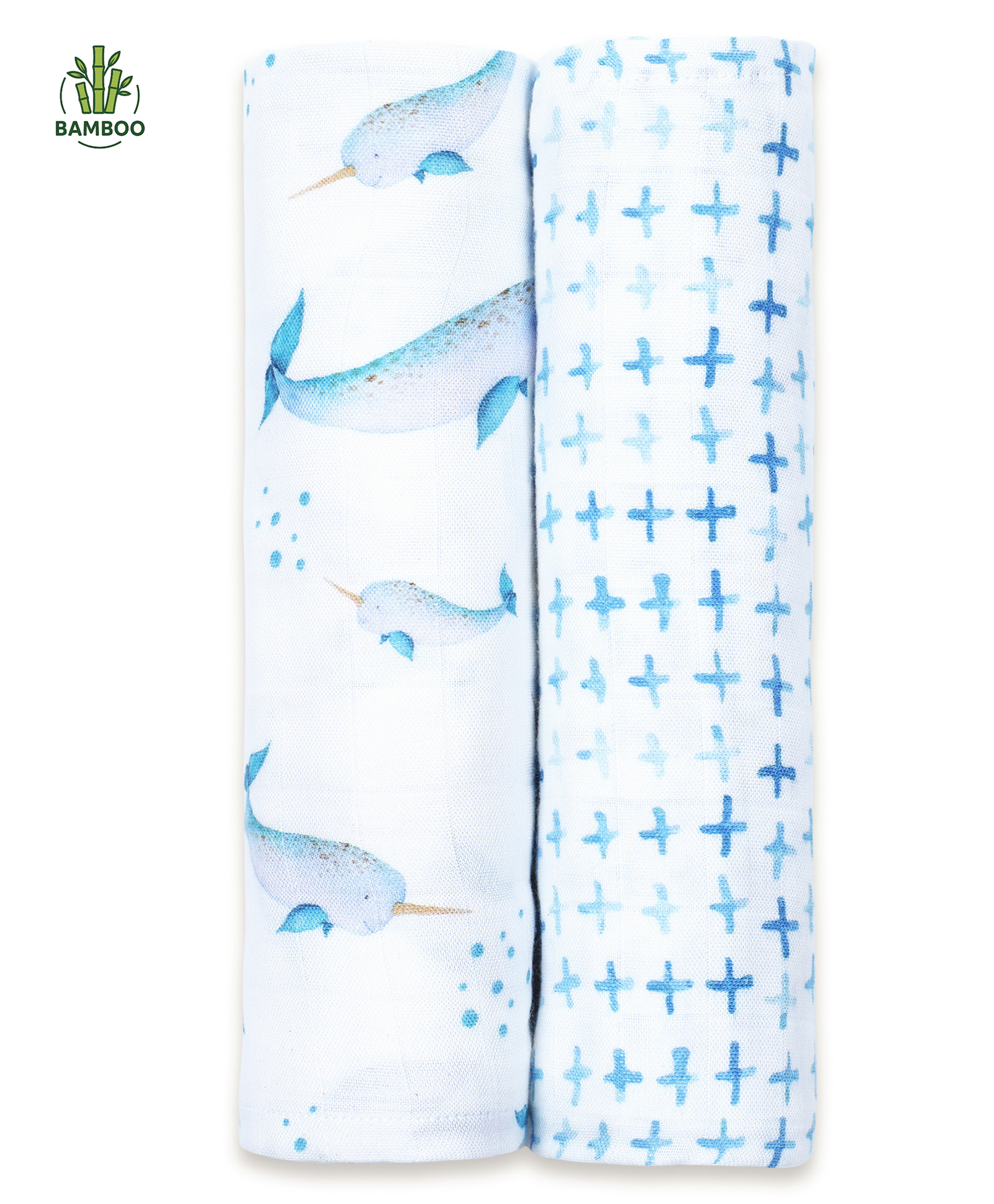 Masilo Bamboo Muslin Swaddle Aqua Print Pack of 2 - Blue-image-1