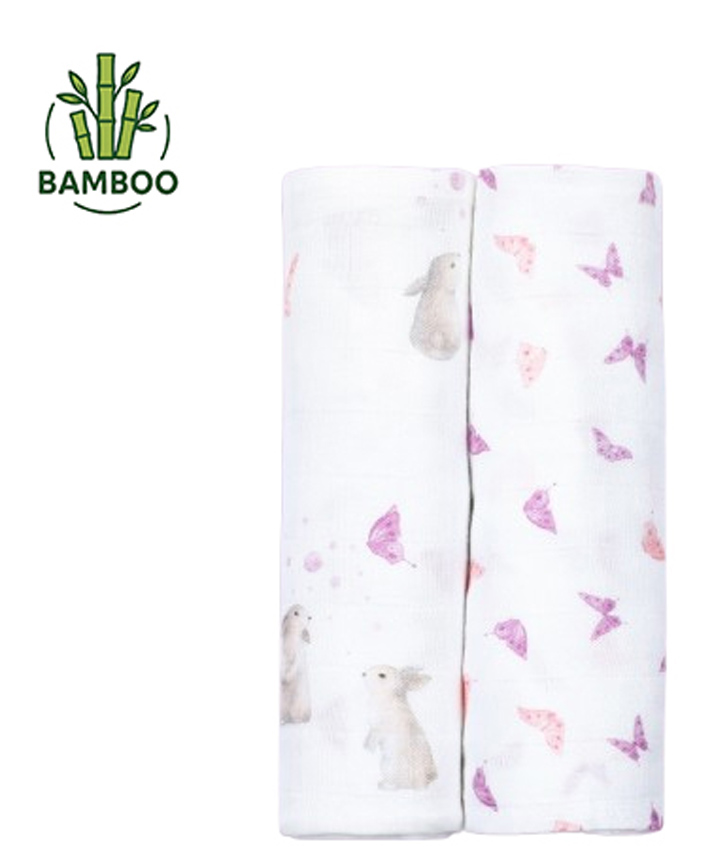 Masilo Organic 2 Piece Silky-Soft Bamboo Swaddle Blanket 105 x 105 cm For Baby's/kids Nursery, Softest and most eco-friendly fabrics, Lightweight, 0 to 2 Years - Bunny - Purple-image-12