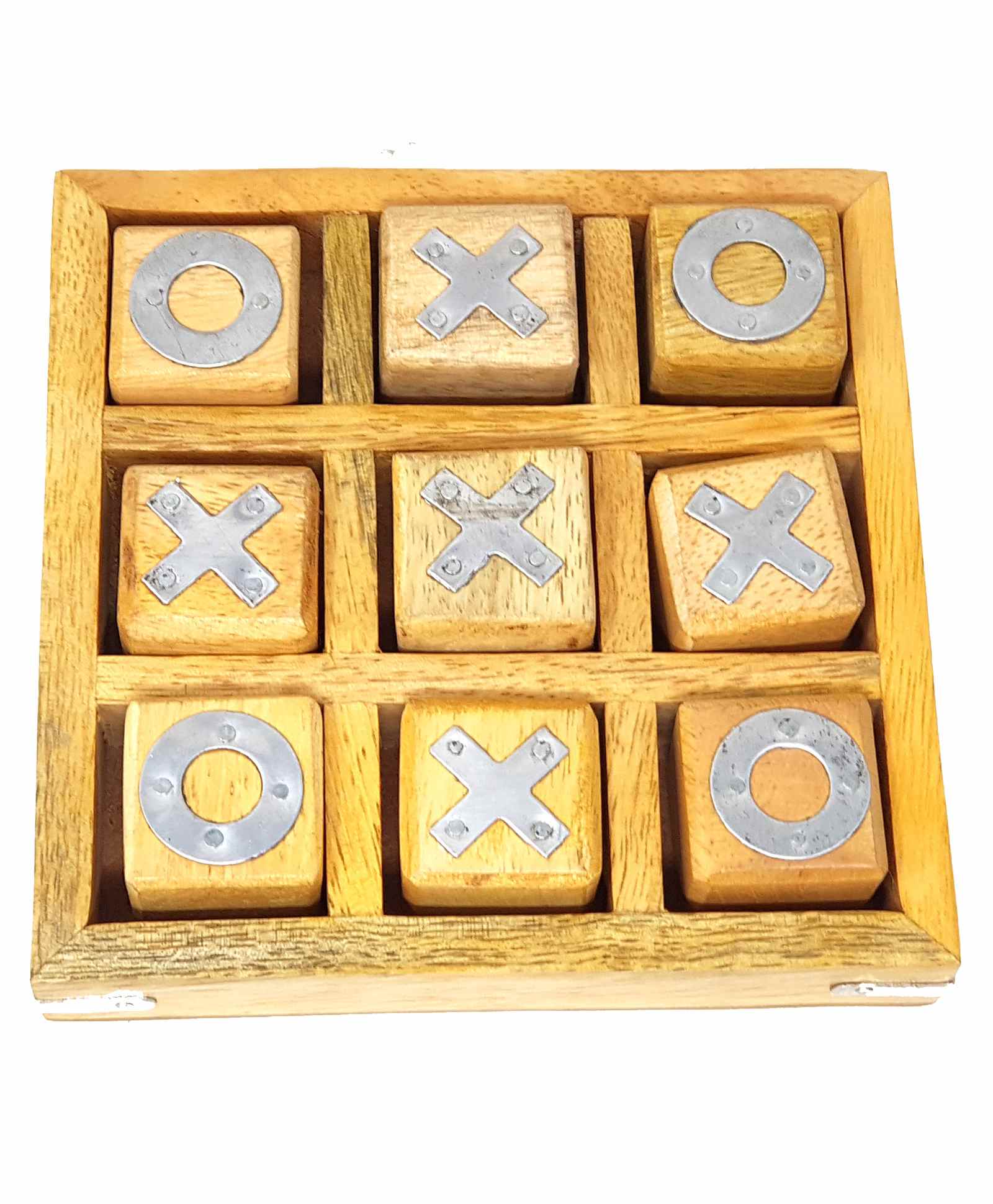 Desi Karigar Noughts and Crosses Game Brass Wooden Tic Tac Toe Game - Yellow-picture-14
