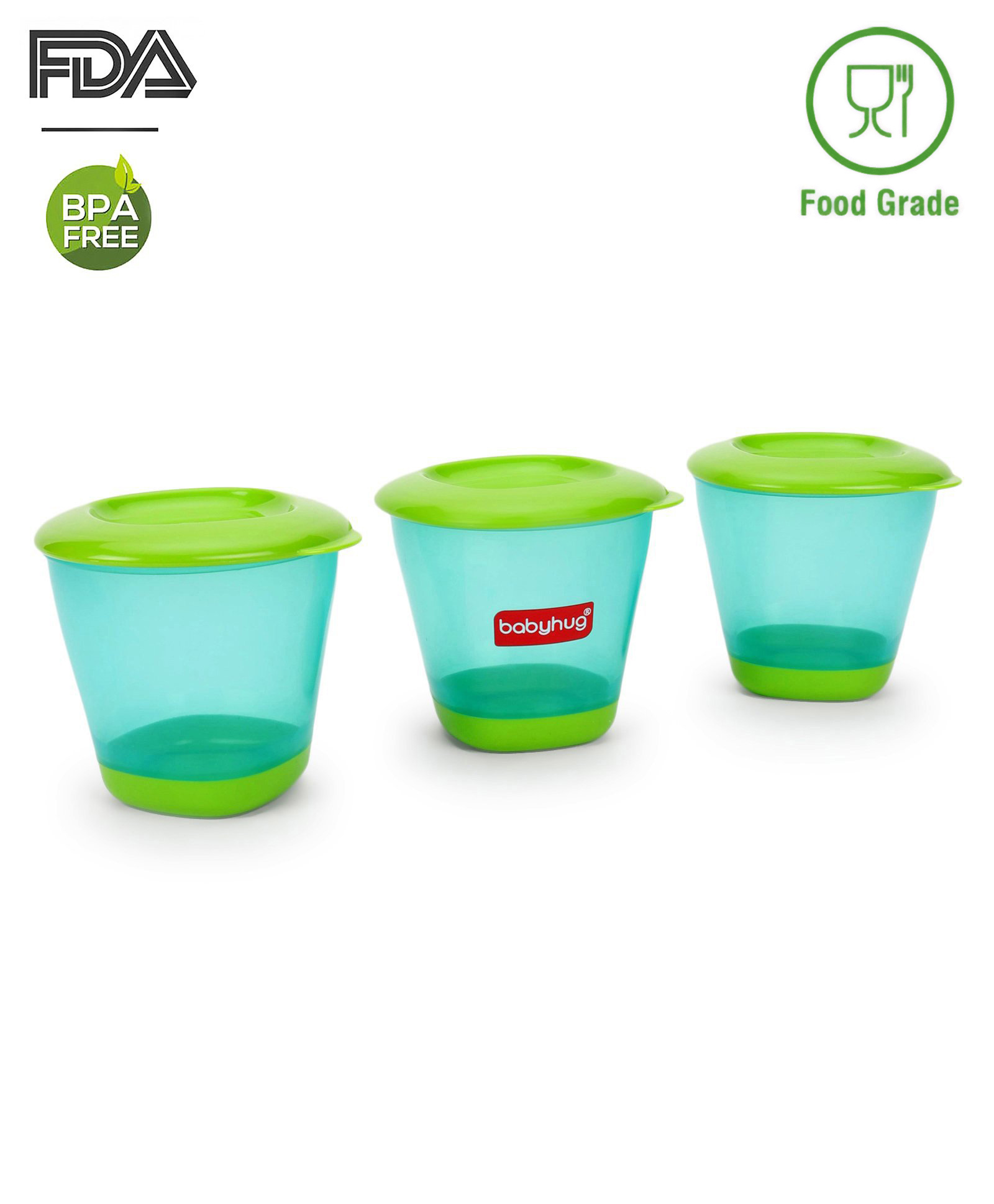 Babyhug 150 ml Weaning Pots Set of 3 - Sea Green-picture-20