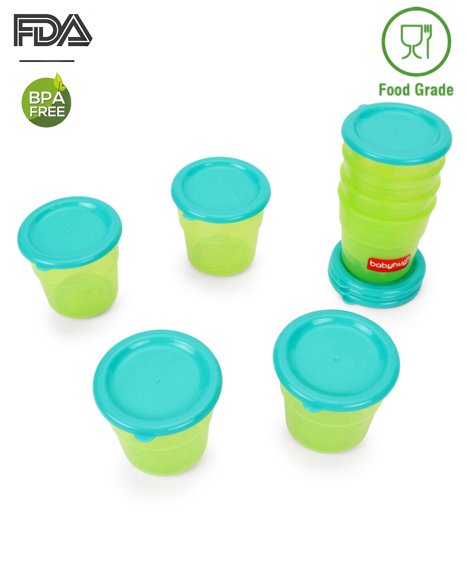Babyhug 70 ml Freezer Snack Pots Set of 8 - Green-image-20