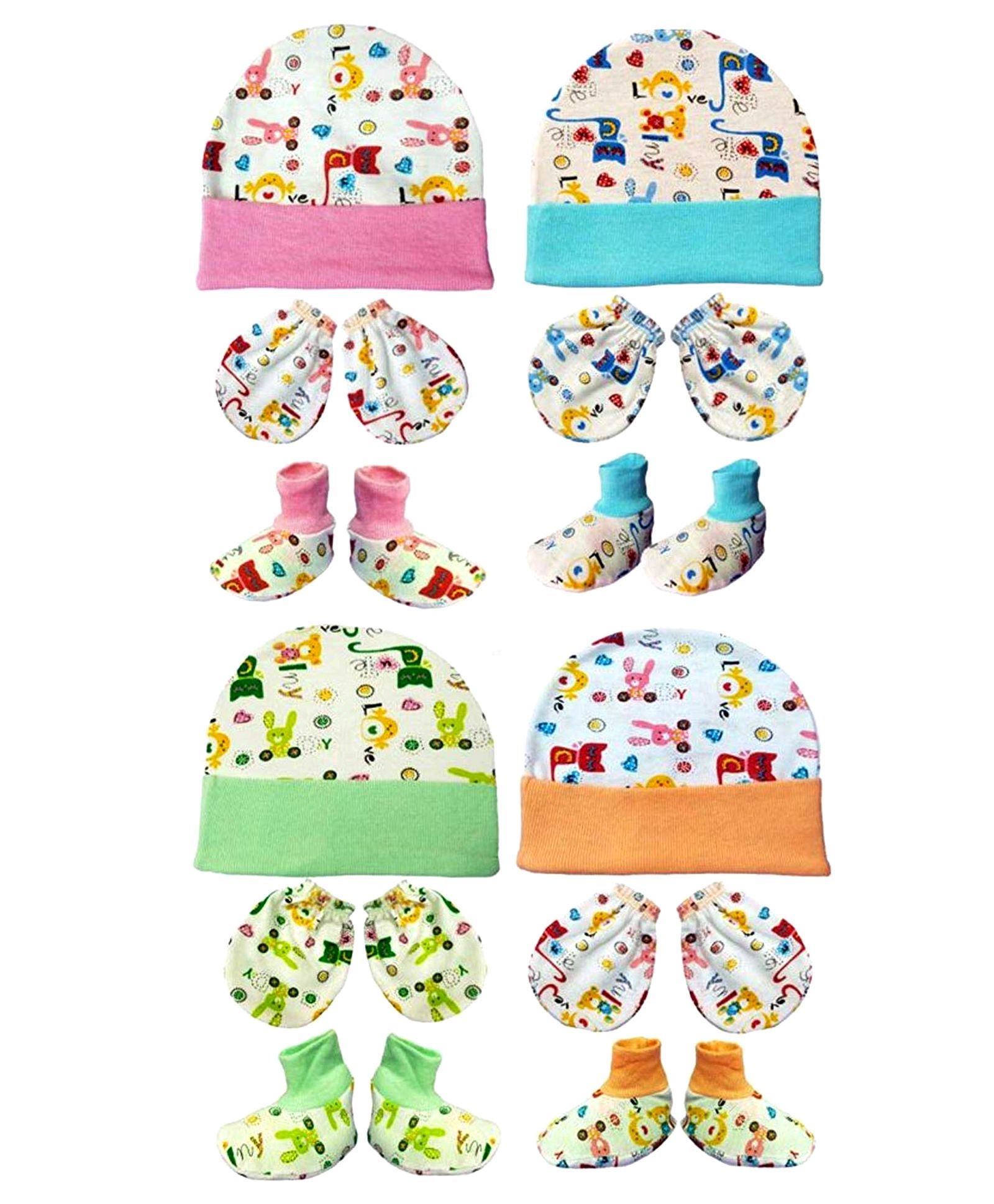 Brandonn Cap Mittens & Booties Set Multi Print - Multicolor-picture-46