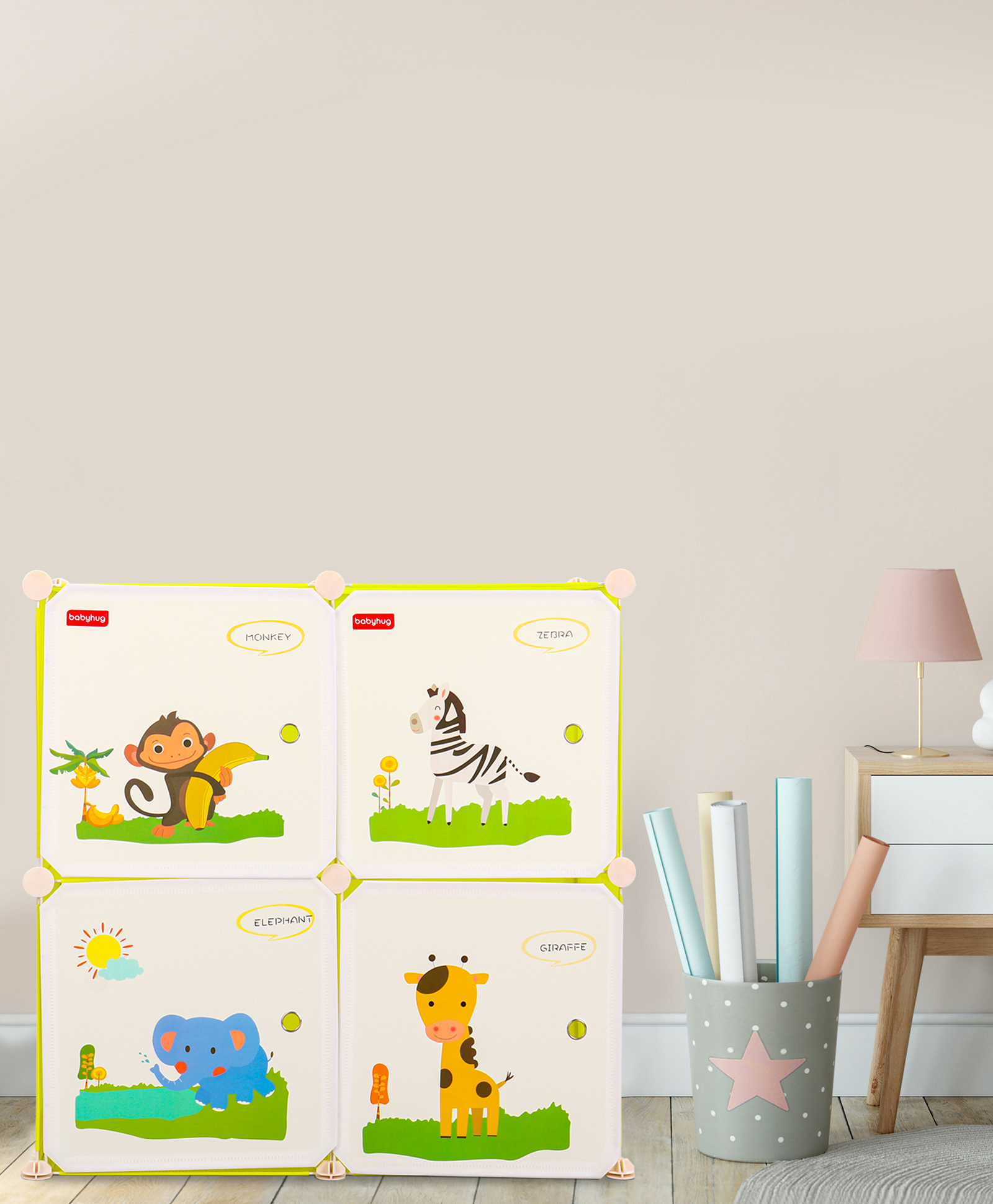 Babyhug 4 Layered Detachable Storage Unit Animal Print - Green-picture-26