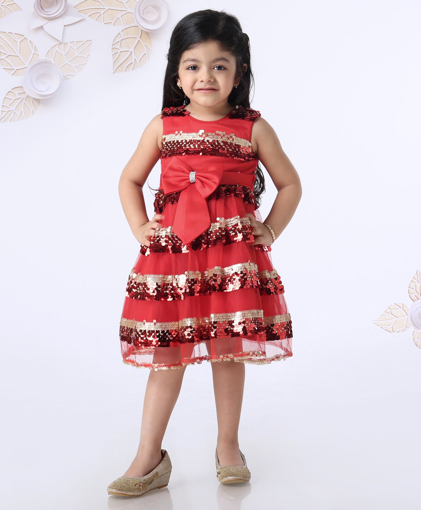 Mark & Mia Sleeveless Frock Sequin Embellished - Red-image-6