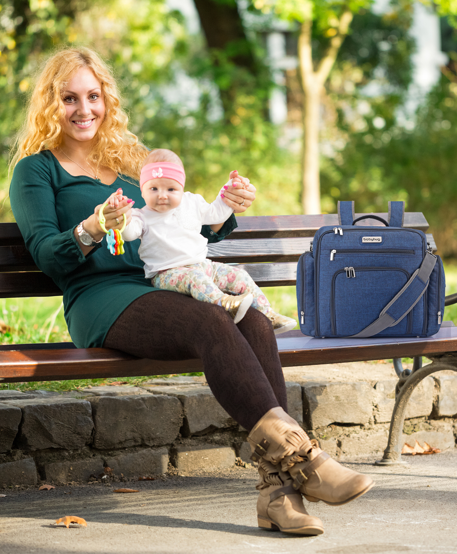 Babyhug Multipurpose Backpack Style Diaper Bag - Blue-picture-19