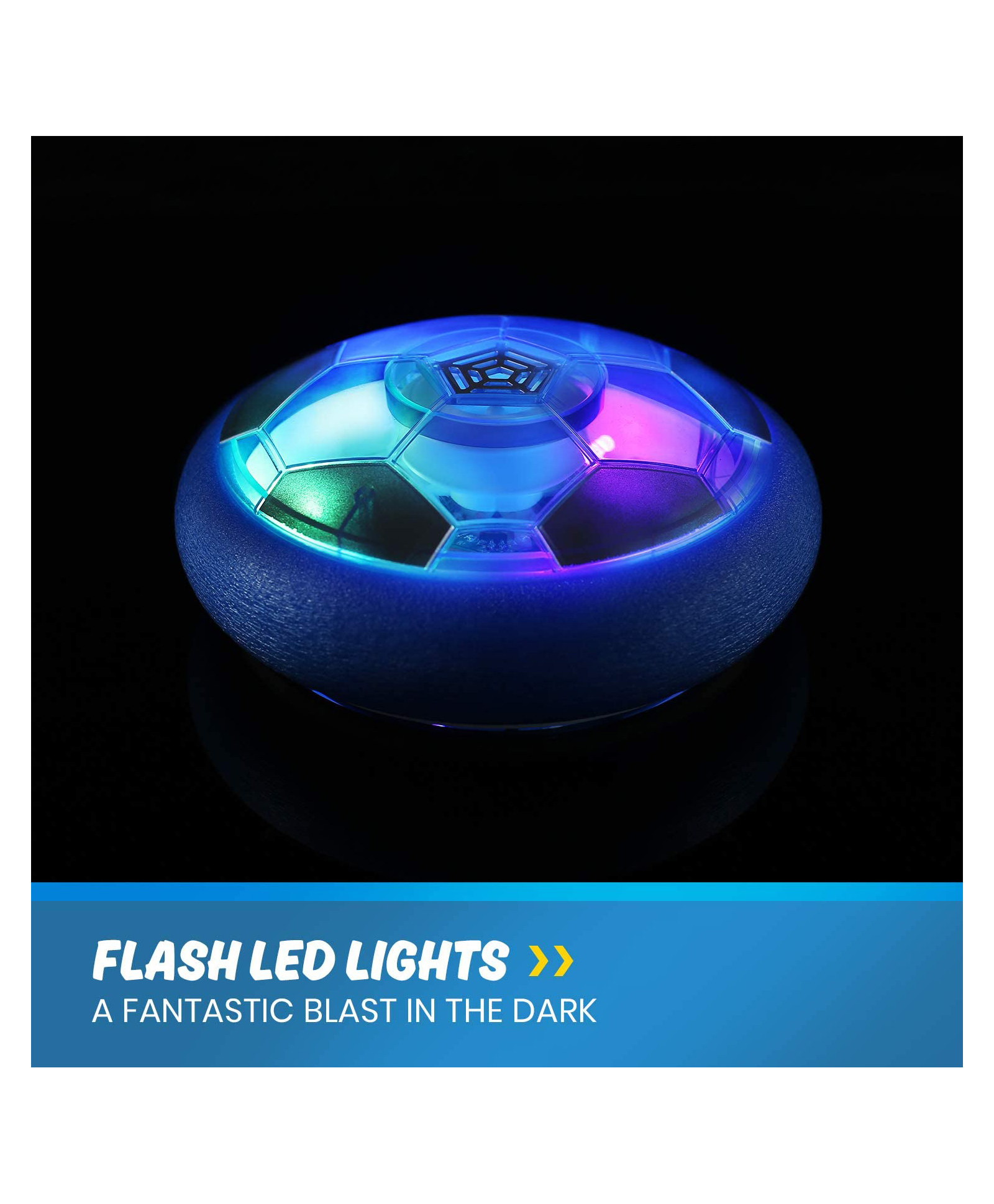 Skylofts USB Rechargeable Powered Pneumatic Suspended Hover Soccer Ball with Foam Bumpers and Colorful LED Lights - White-picture-17