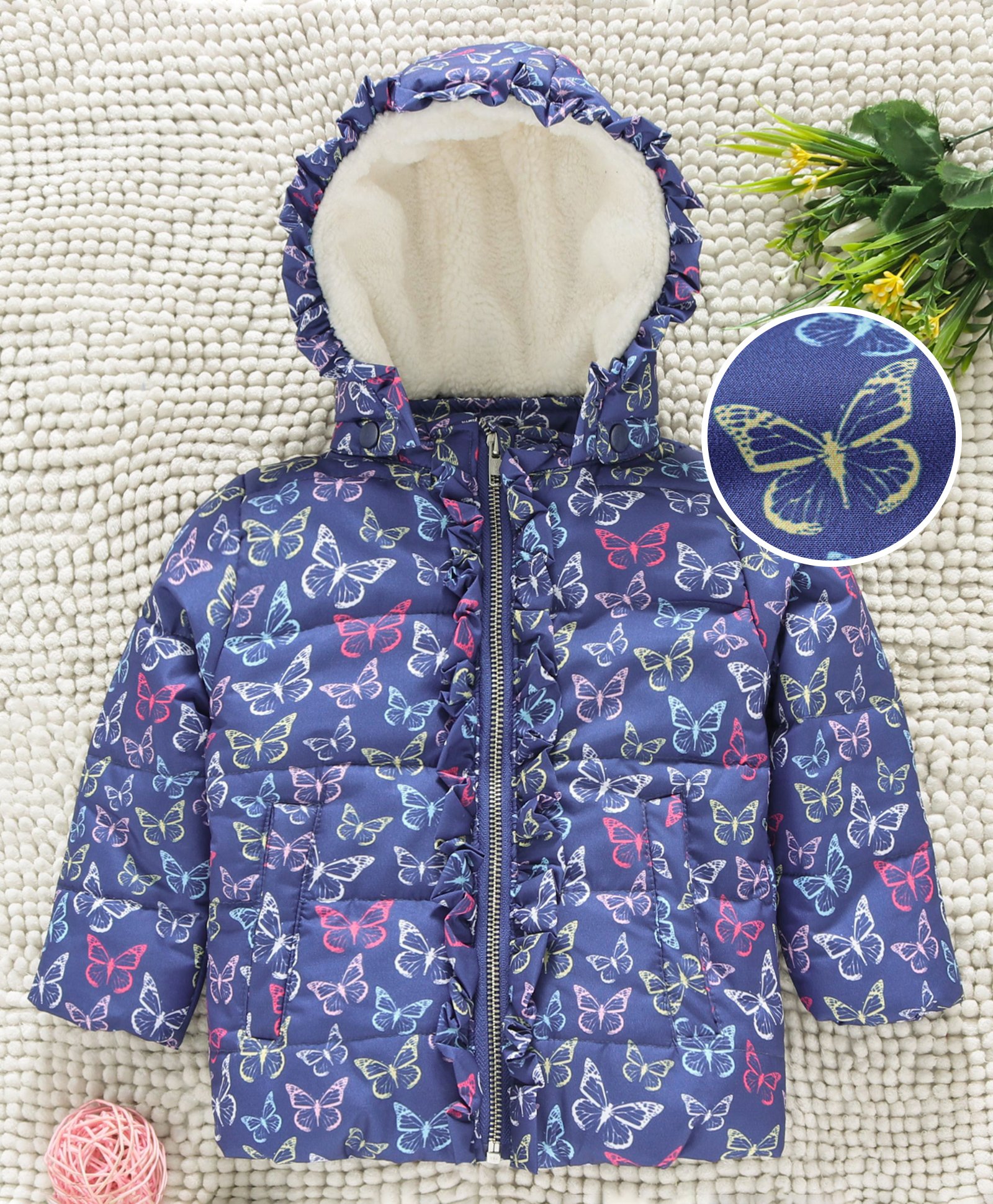 Babyhug Full Sleeves Hooded Jacket Allover Printed - Blue-picture-16
